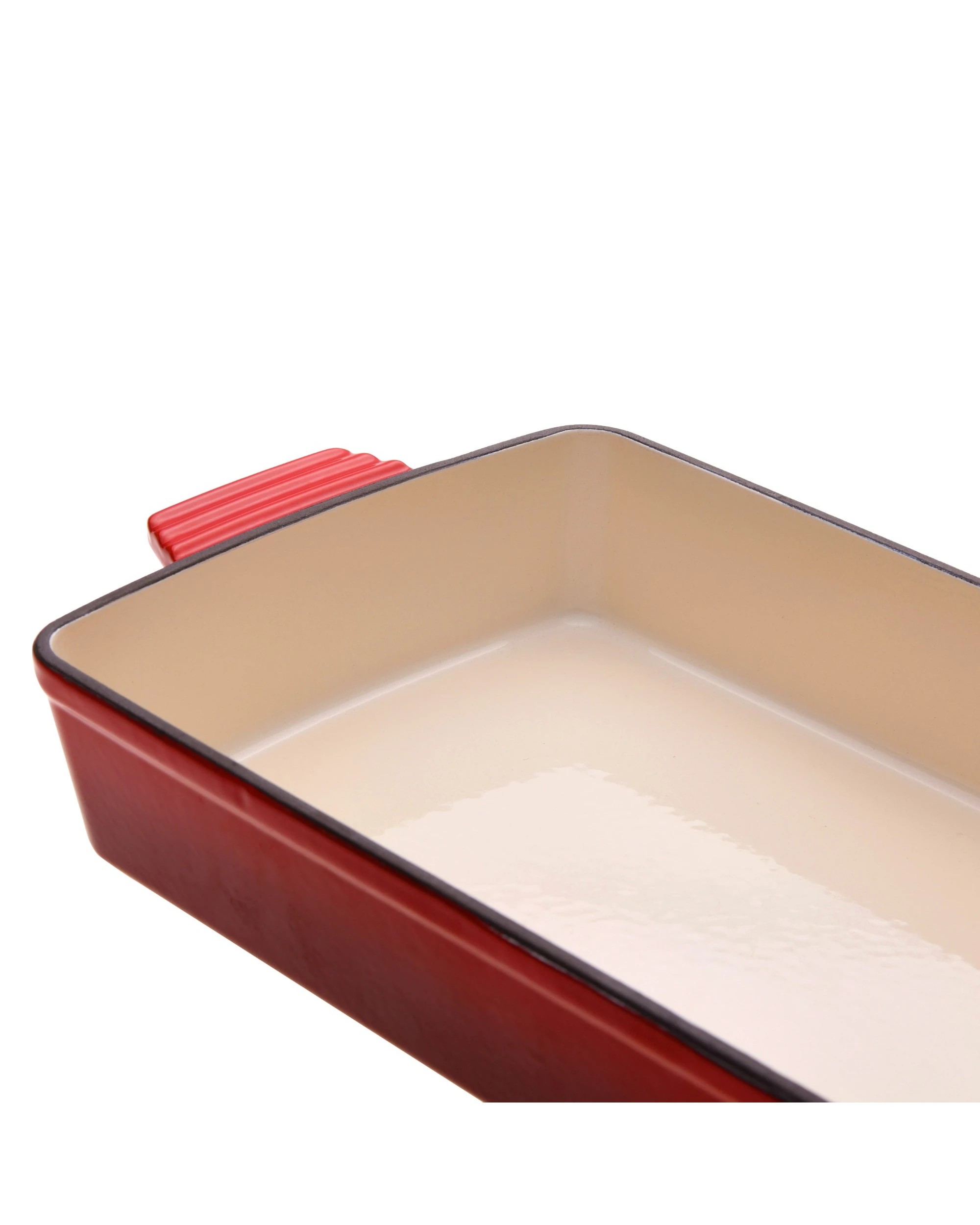 6 Gourmet Kitchen Enamelled Cast Iron Rectangular Baking Pan 33cm - Black Cherry Red, 6 of 9