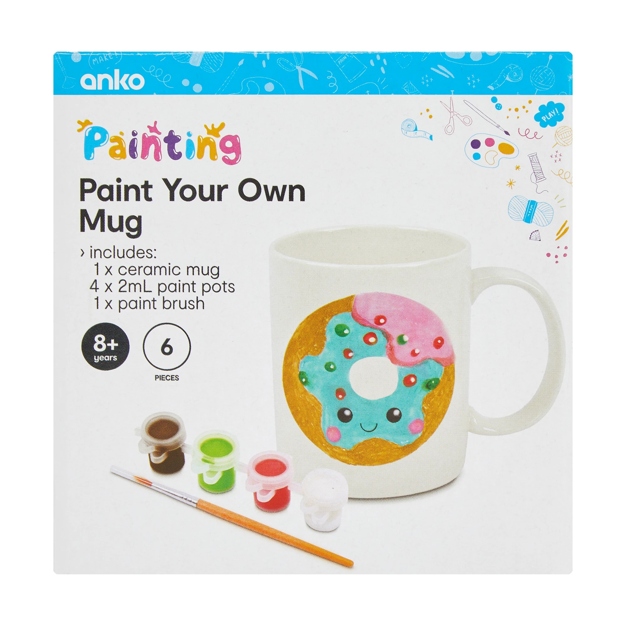 1 6 Piece Paint Your Own Mug Set, 1 of 7