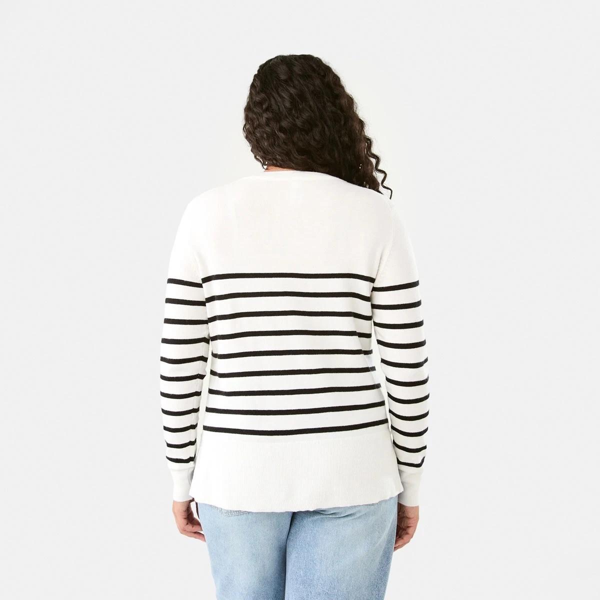 3 Crew Neck Lightweight Jumper Blk Strp, 3 of 7
