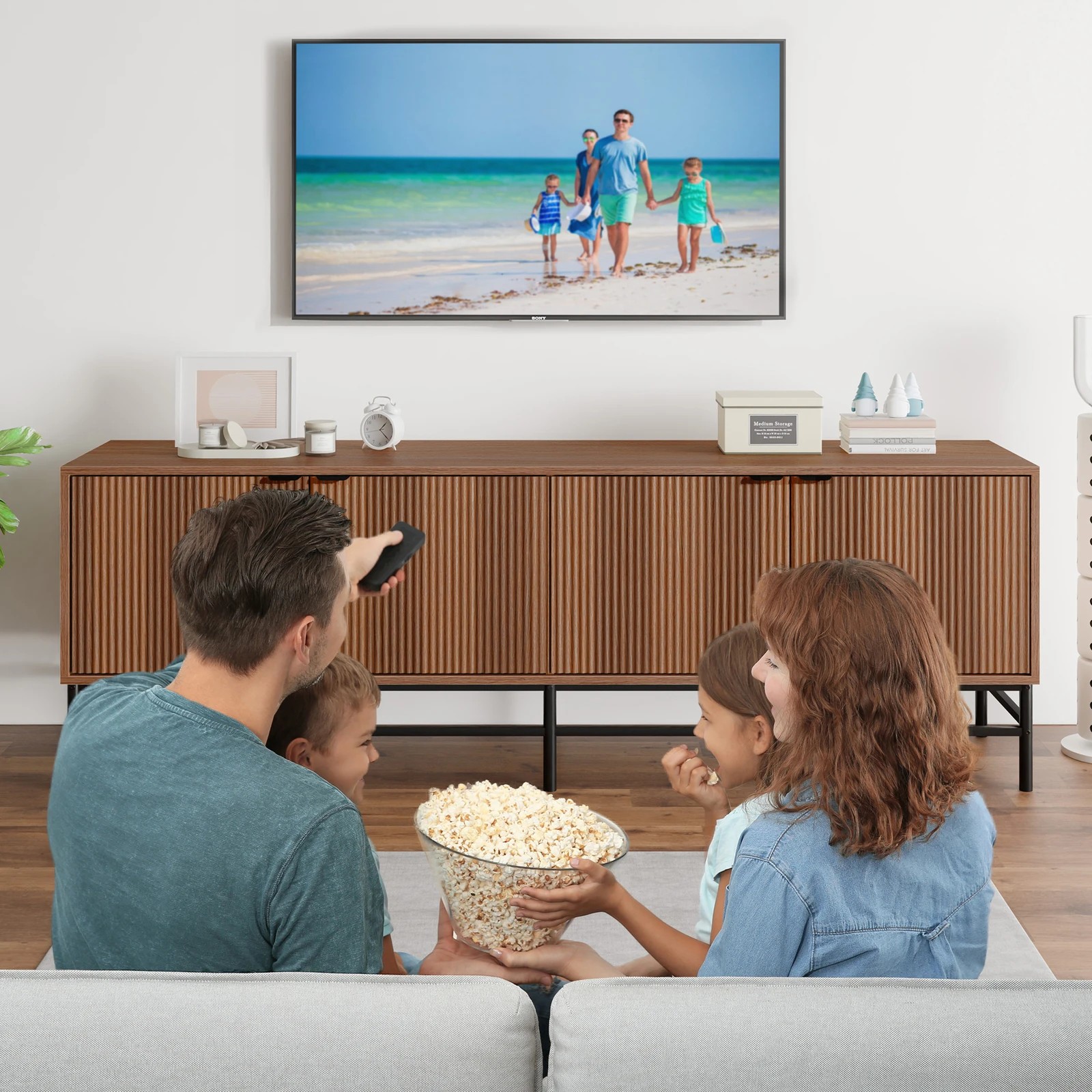 7 Alfordson Entertainment Unit TV Cabinet Stand 180cm Storage 4 Tiers Shelf - Walnut, 7 of 10