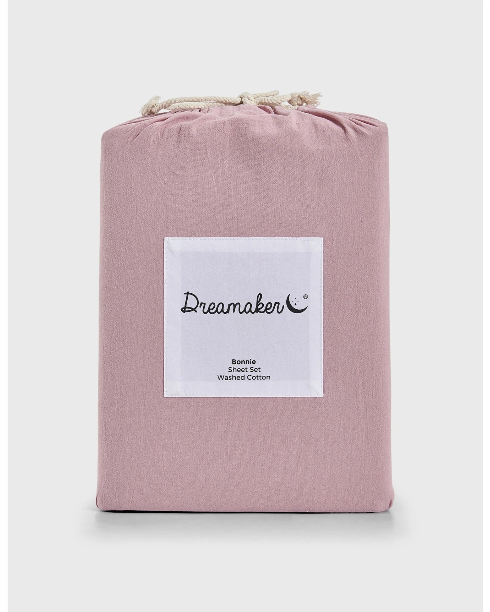 7 Dreamaker Bonnie Washed Cotton Sheet Set - Single Bed - Pink Pearl, 7 of 8