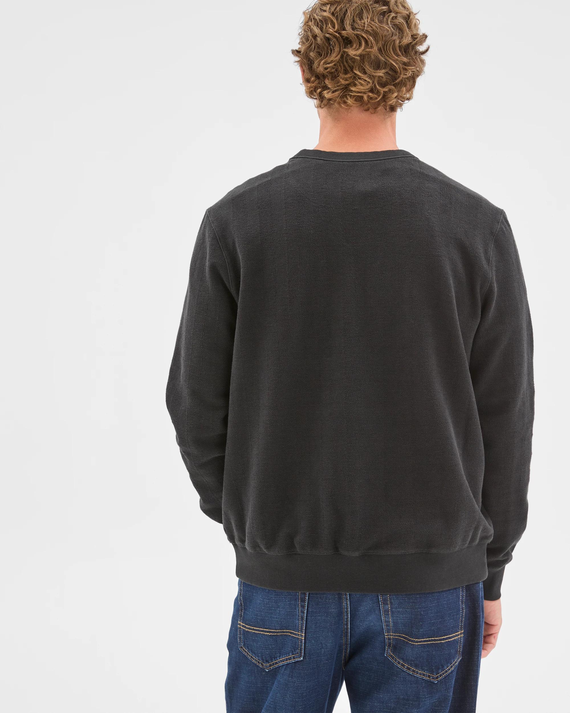 5 Target Man Australian Cotton Herringbone Long Sleeve Crew Neck Fleece Top BLACK, 5 of 6