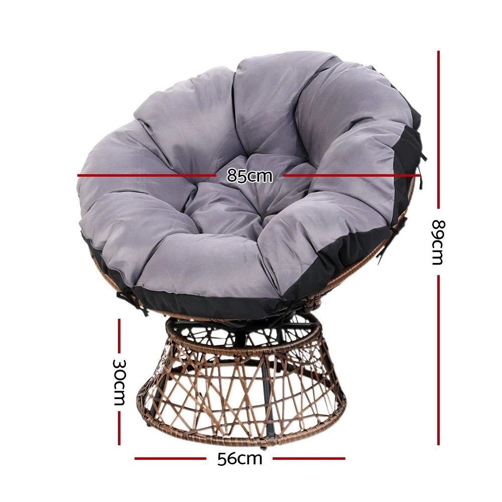 2 Gardeon Outdoor Lounge Setting Furniture Wicker Papasan Chairs Table Patio - Brown, 2 of 6