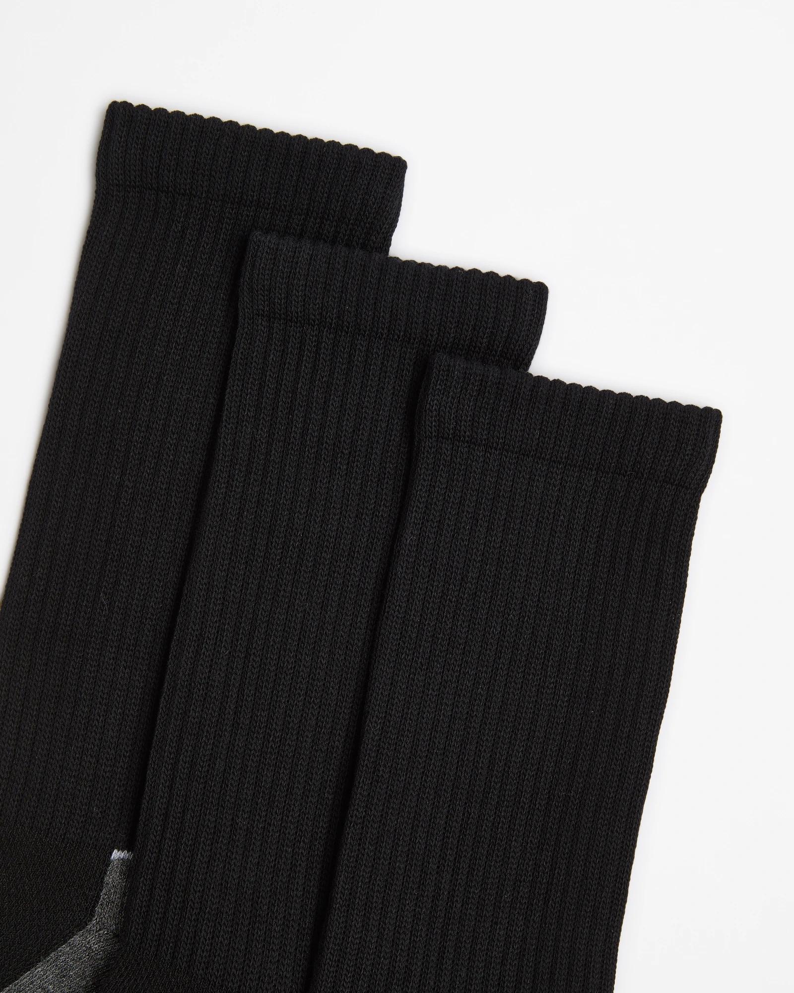 2 Australian Cotton Blend 3 Pack Sport Crew Cut Socks - Maxx BLACK, 2 of 3