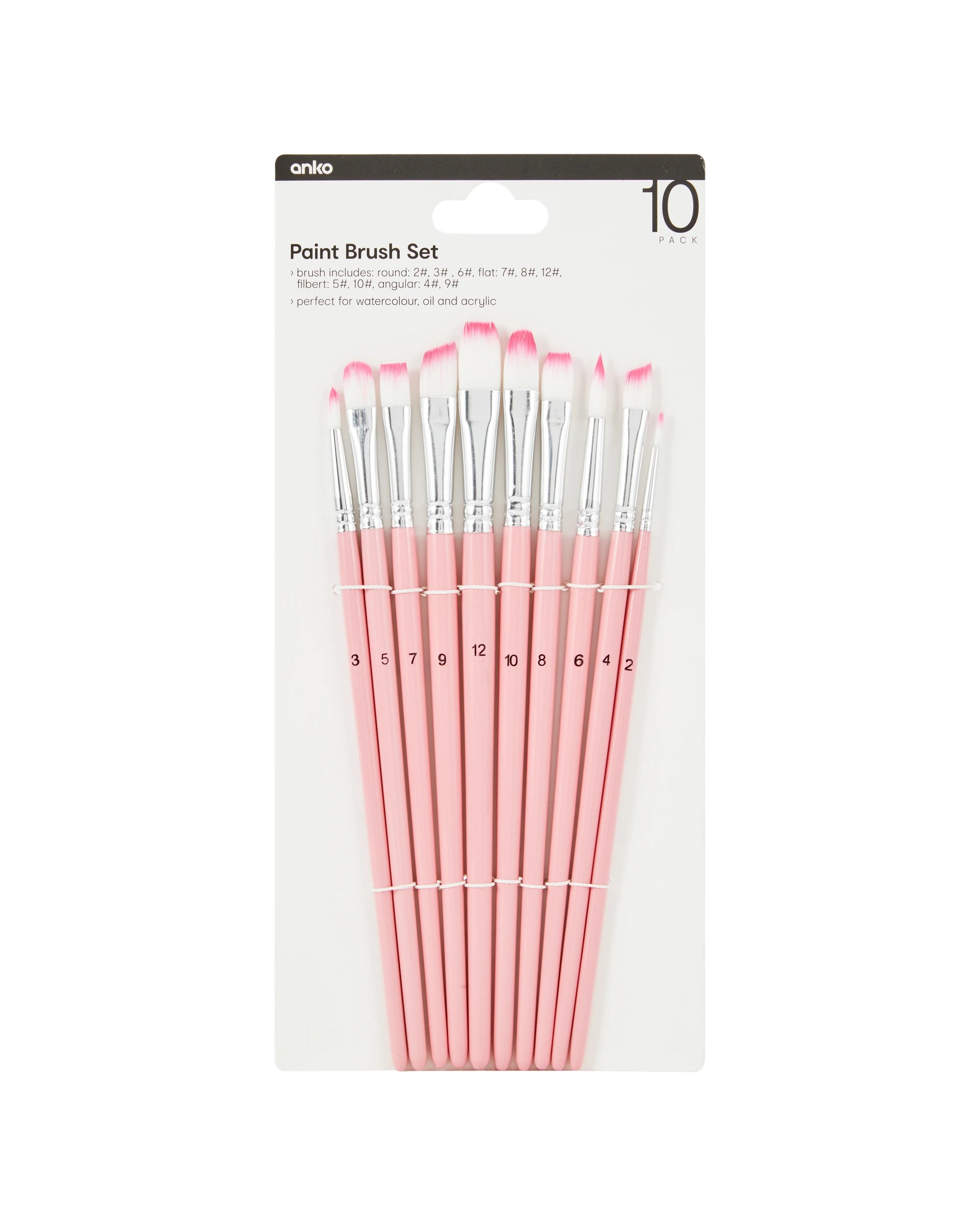 1 10 Pack Paint Brush Set - Pink, 1 of 3
