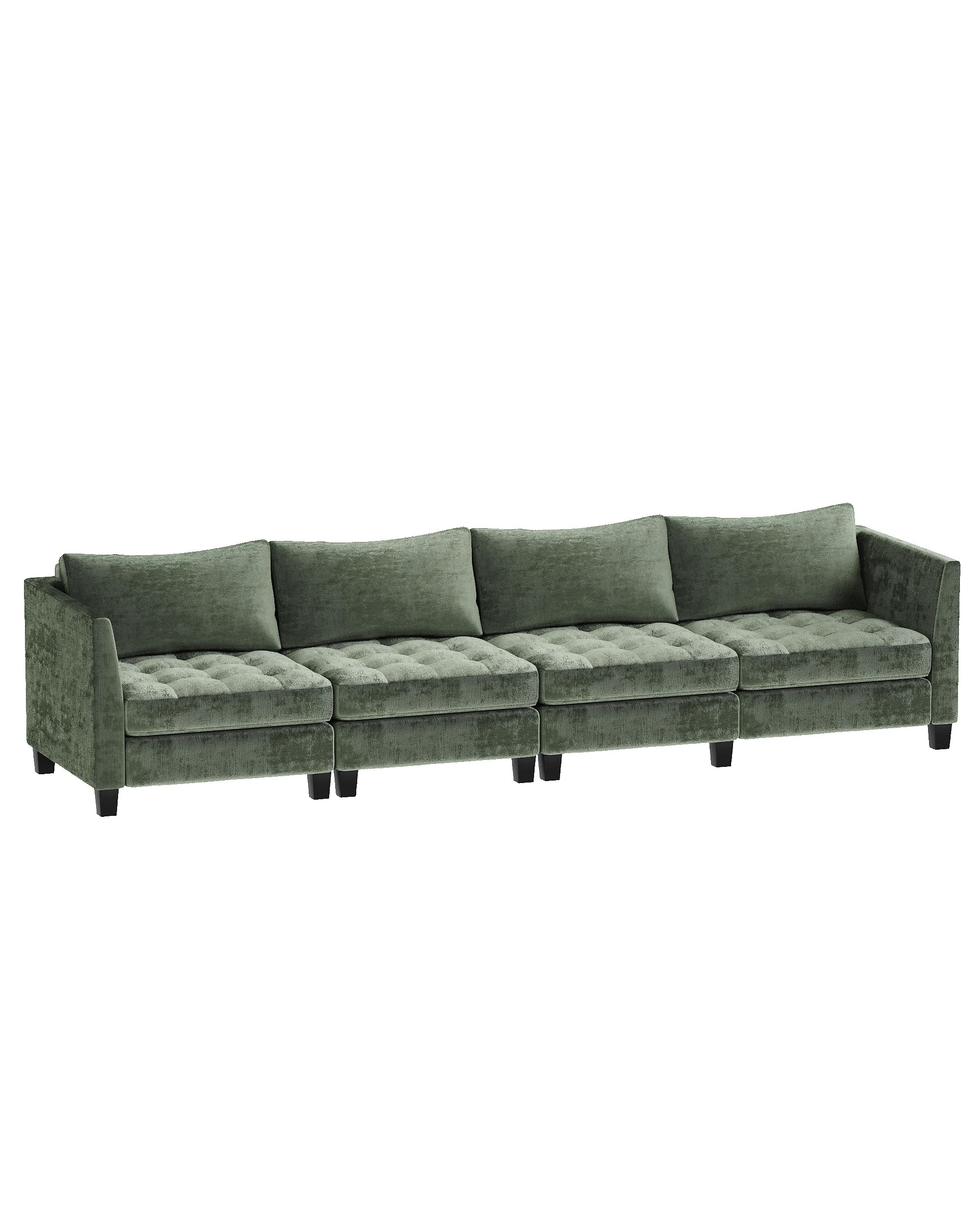 1 Advwin 4 Seater Sofa 346cm Chenille Fabric Modern Sectional Couch Green, 1 of 6