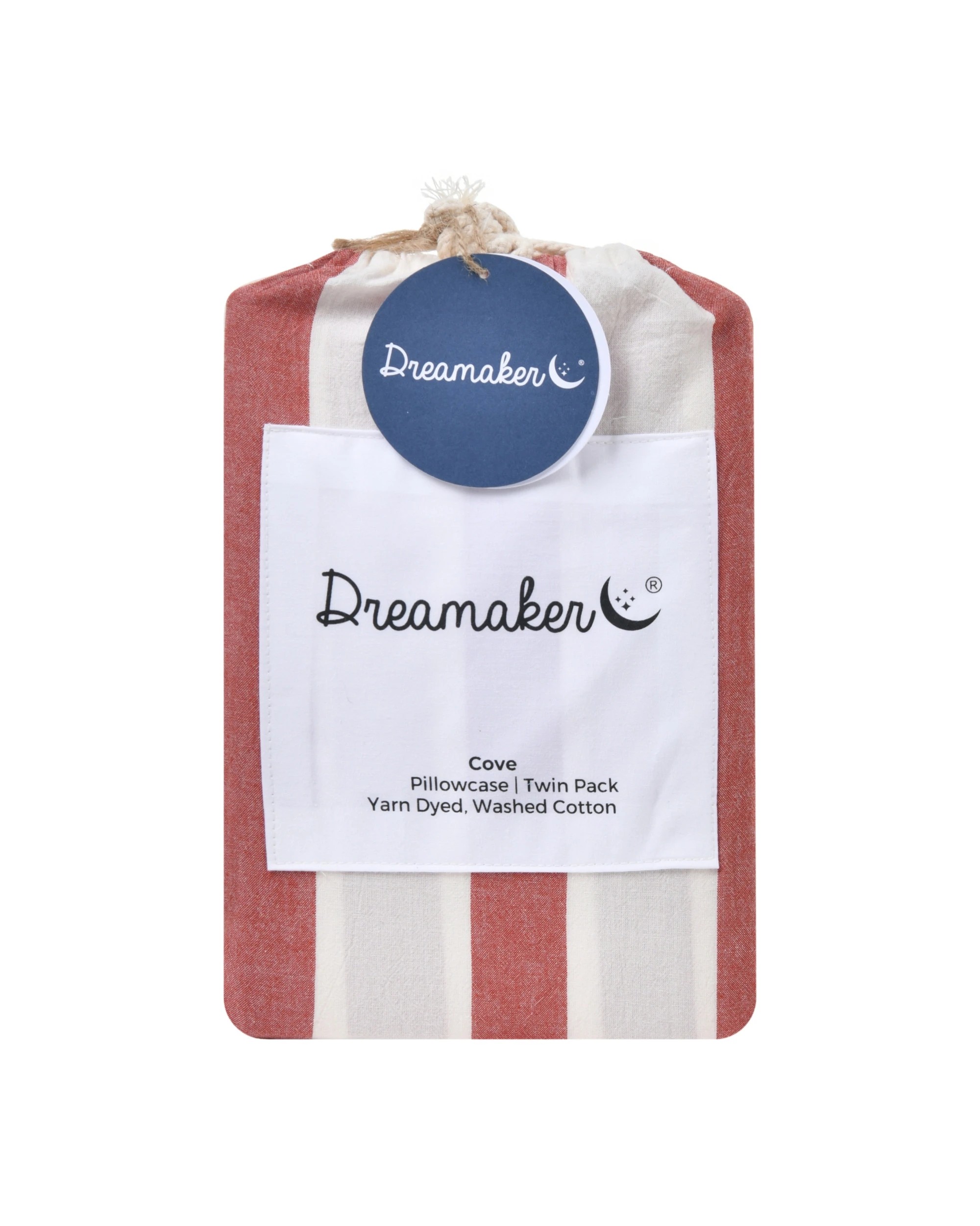 5 Dreamaker Twin Pack Cove Yarn Dyed Washed Cotton Striped Standard Pillowcase - Rust, 5 of 6