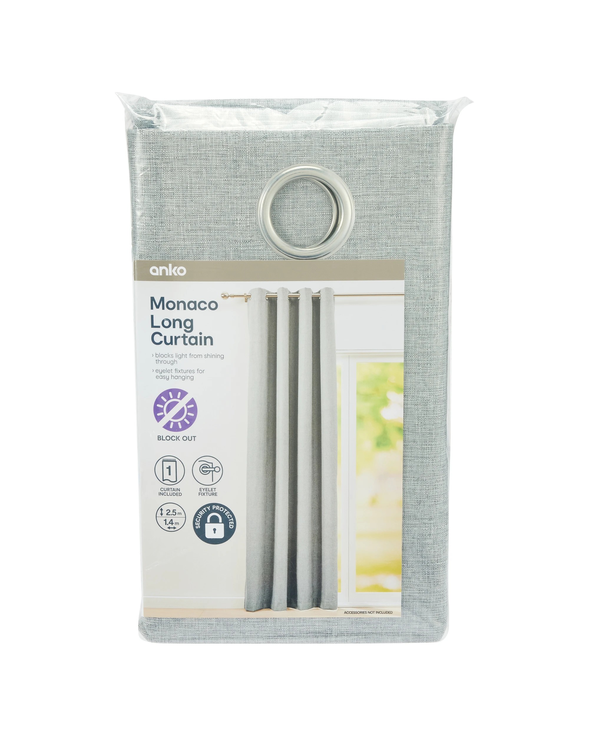 6 Monaco Long Block Out Curtain - Grey- 140cm x 250cm, 6 of 7