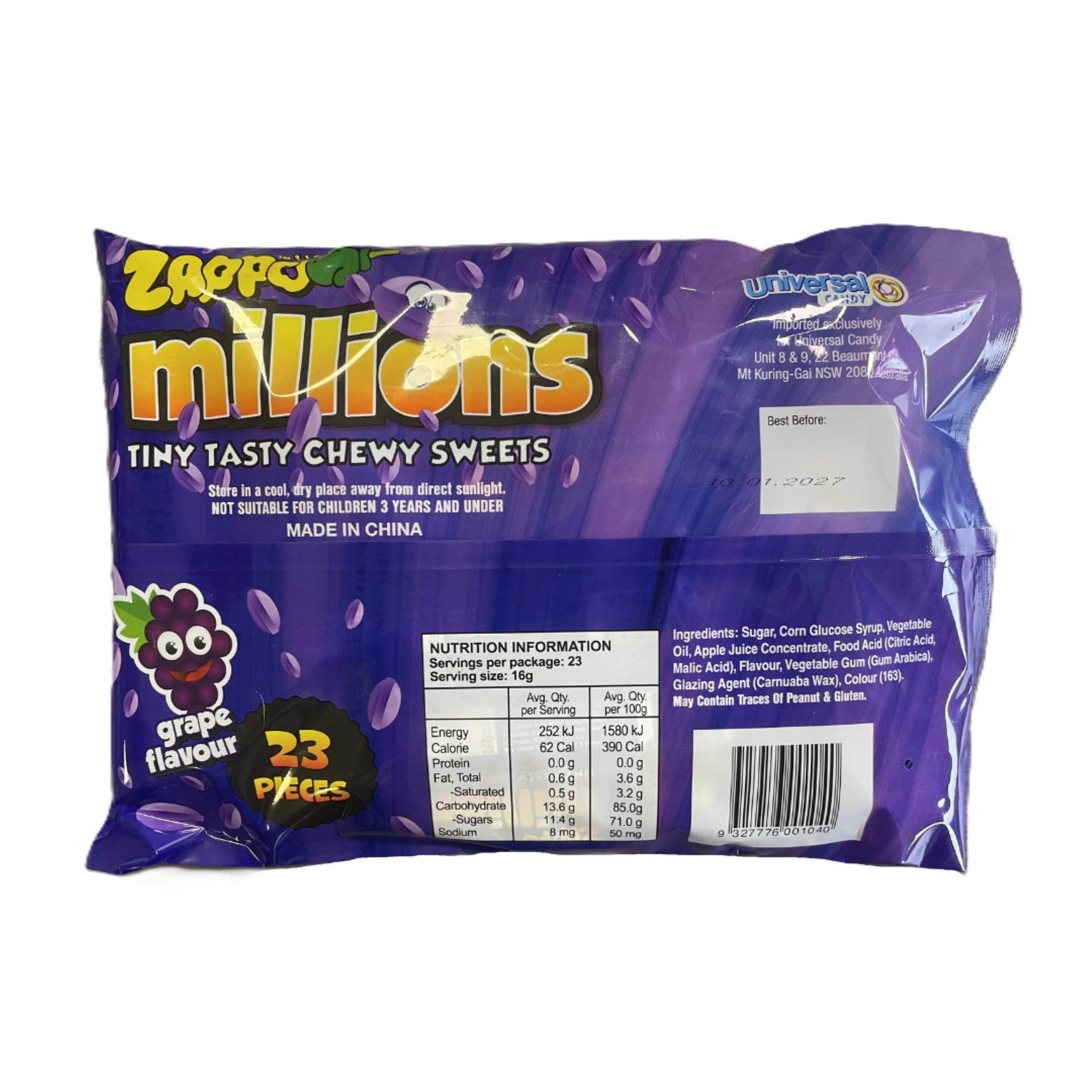2 23 Piece Zappo Millions Grape Flavour Share Pack 368g, 2 of 2