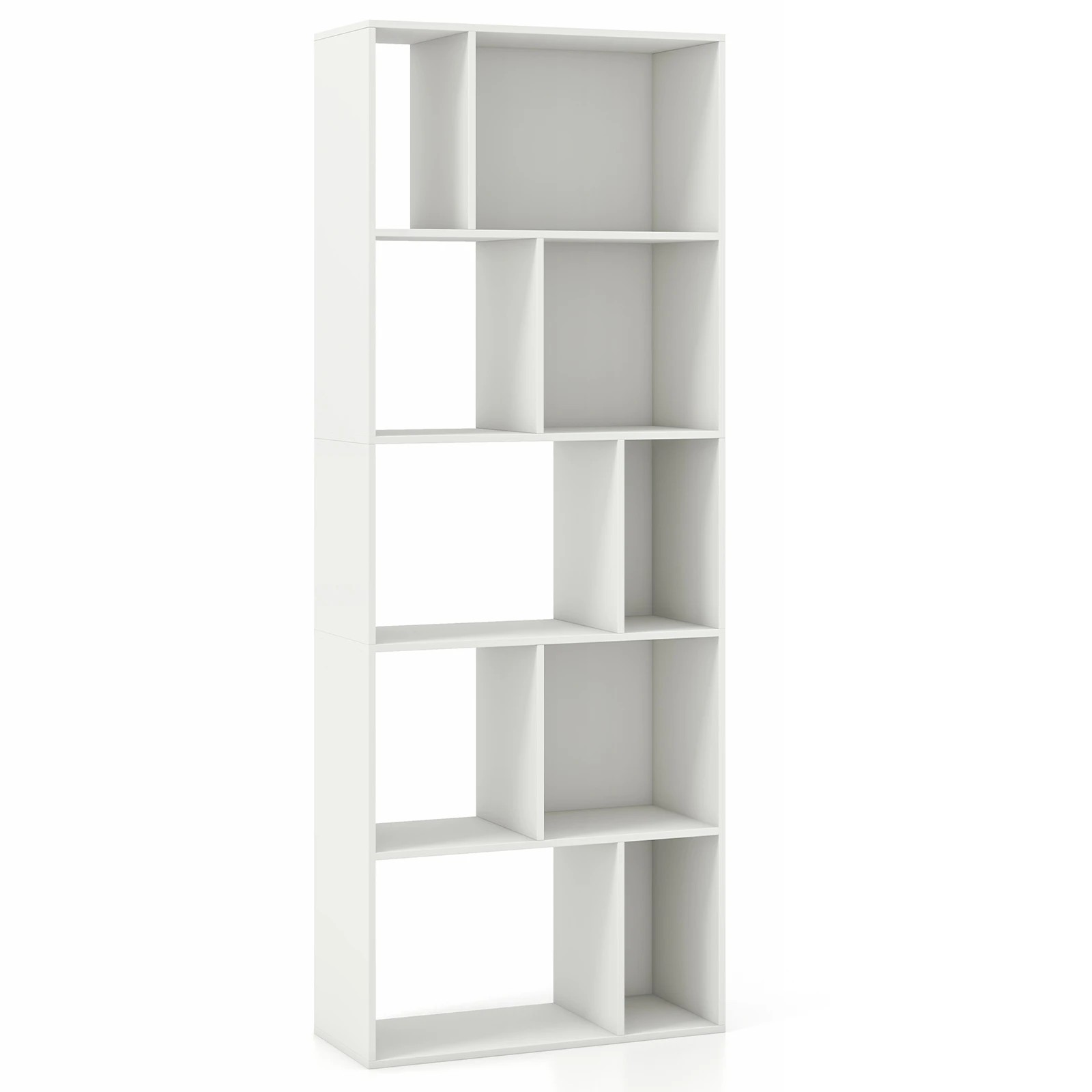 1 Costway 5-Tier 10 Cubes Bookcase Storage Cabinet Organizer Display Shelf Bookshelf - White, 1 of 4