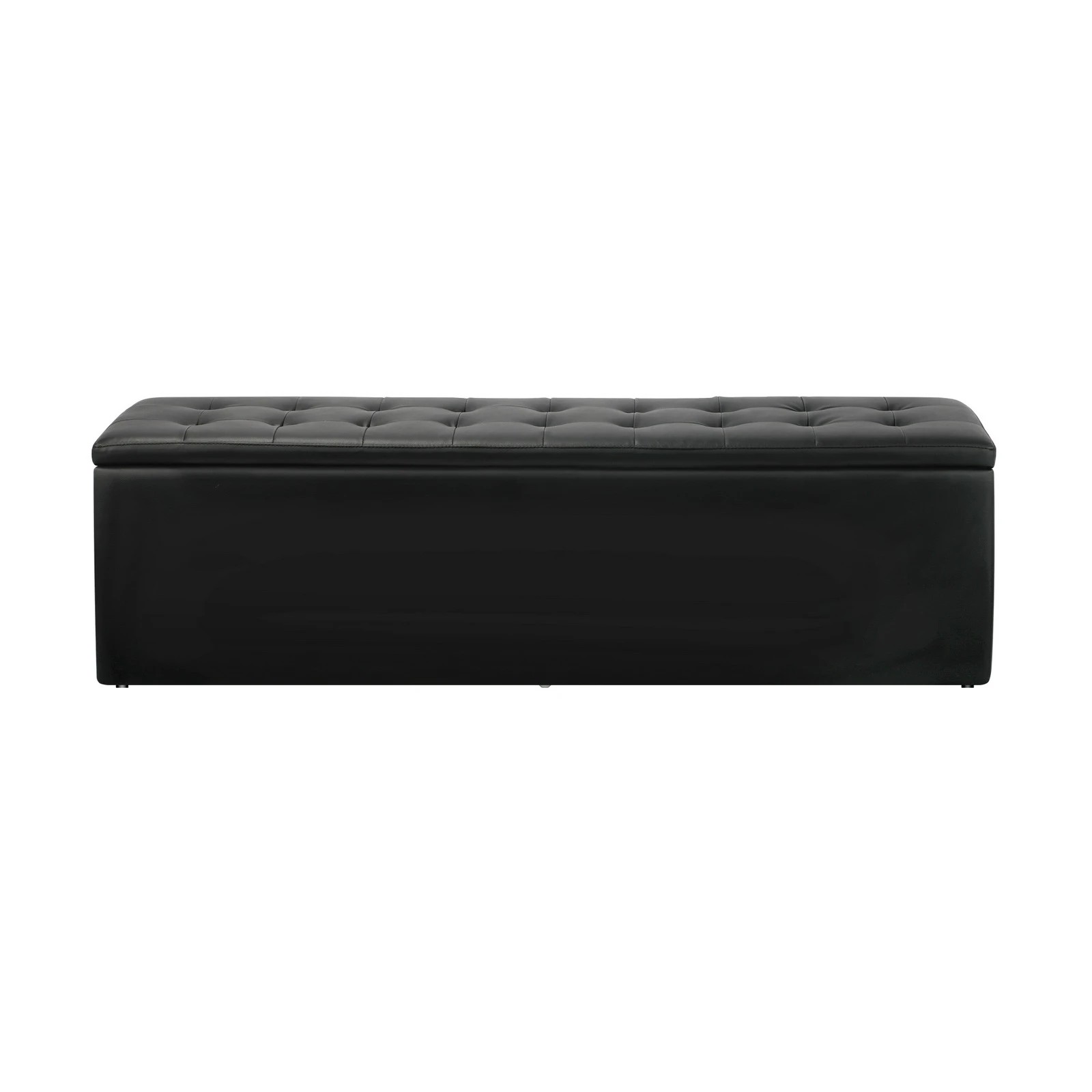 7 Oikiture Storage Ottoman Blanket Box Foot Stool Xl Chest Toy Faux Leather
 - Black, 7 of 10