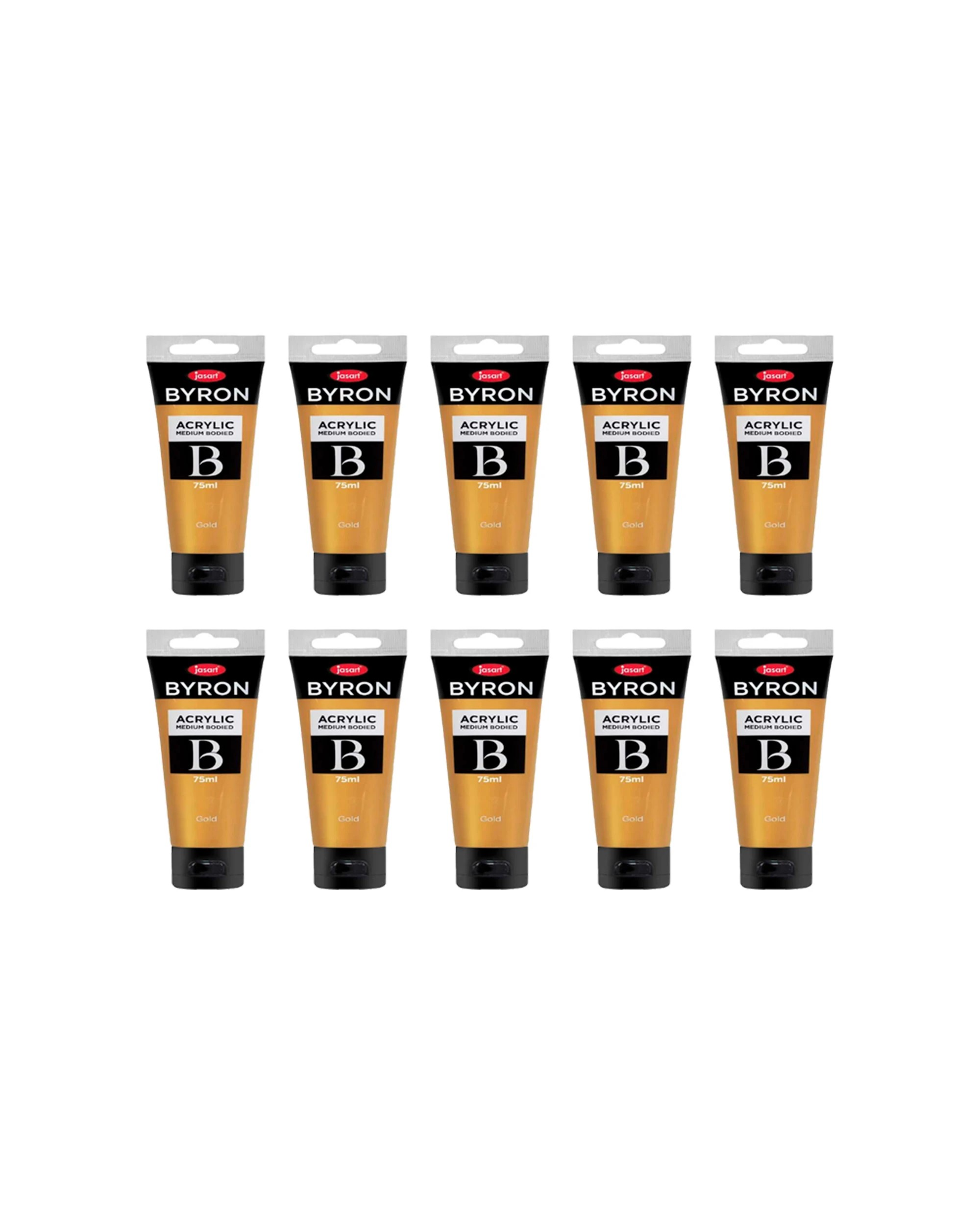 1 Jasart 10PK Byron Acrylic Paint Tube Art Craft Medium Bodied Non Toxic 75ml Cool - Gold, 1 of 2