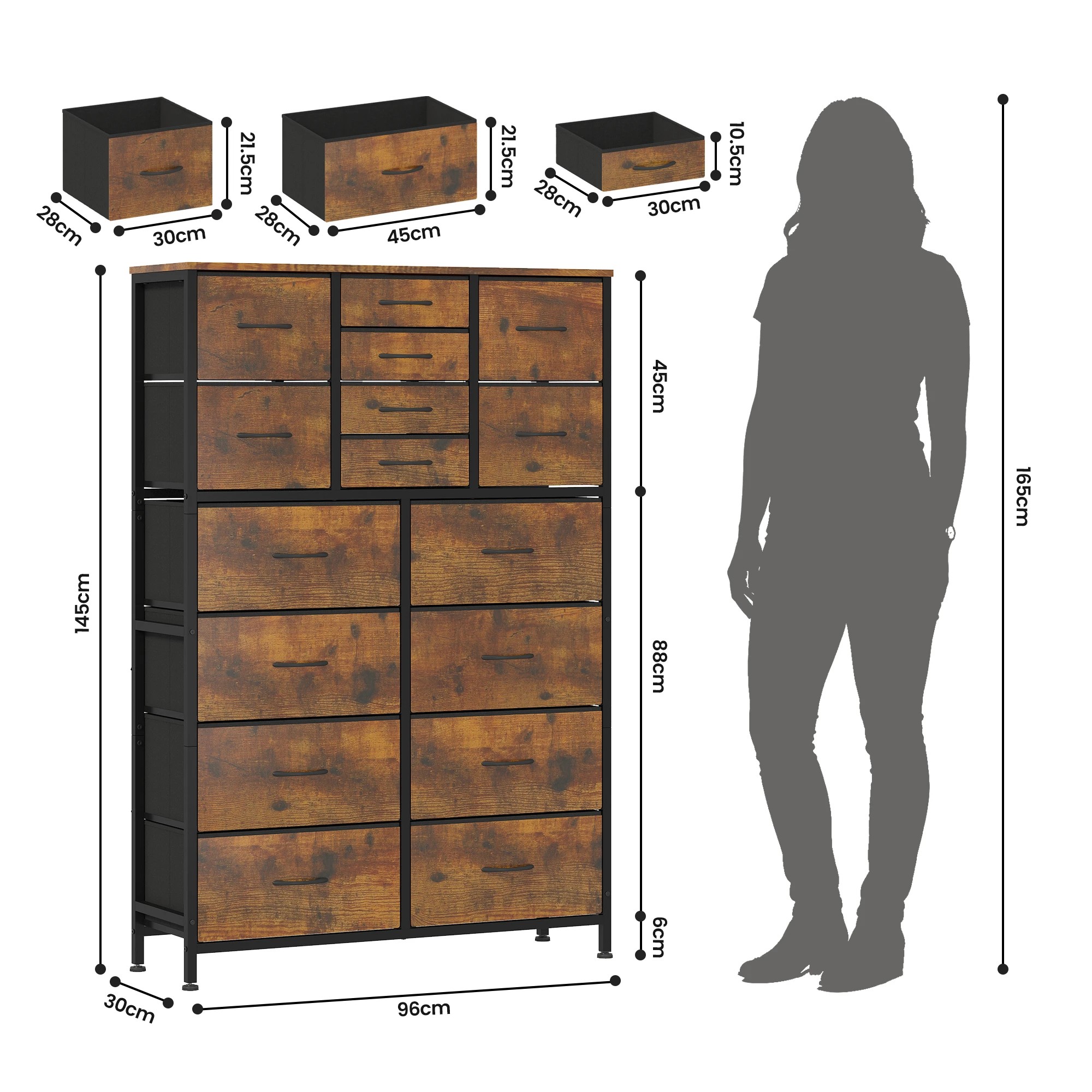 3 Advwin Tall Dresser with 16 Fabric Drawers Chest of Drawers for Closet - Brown, 3 of 8