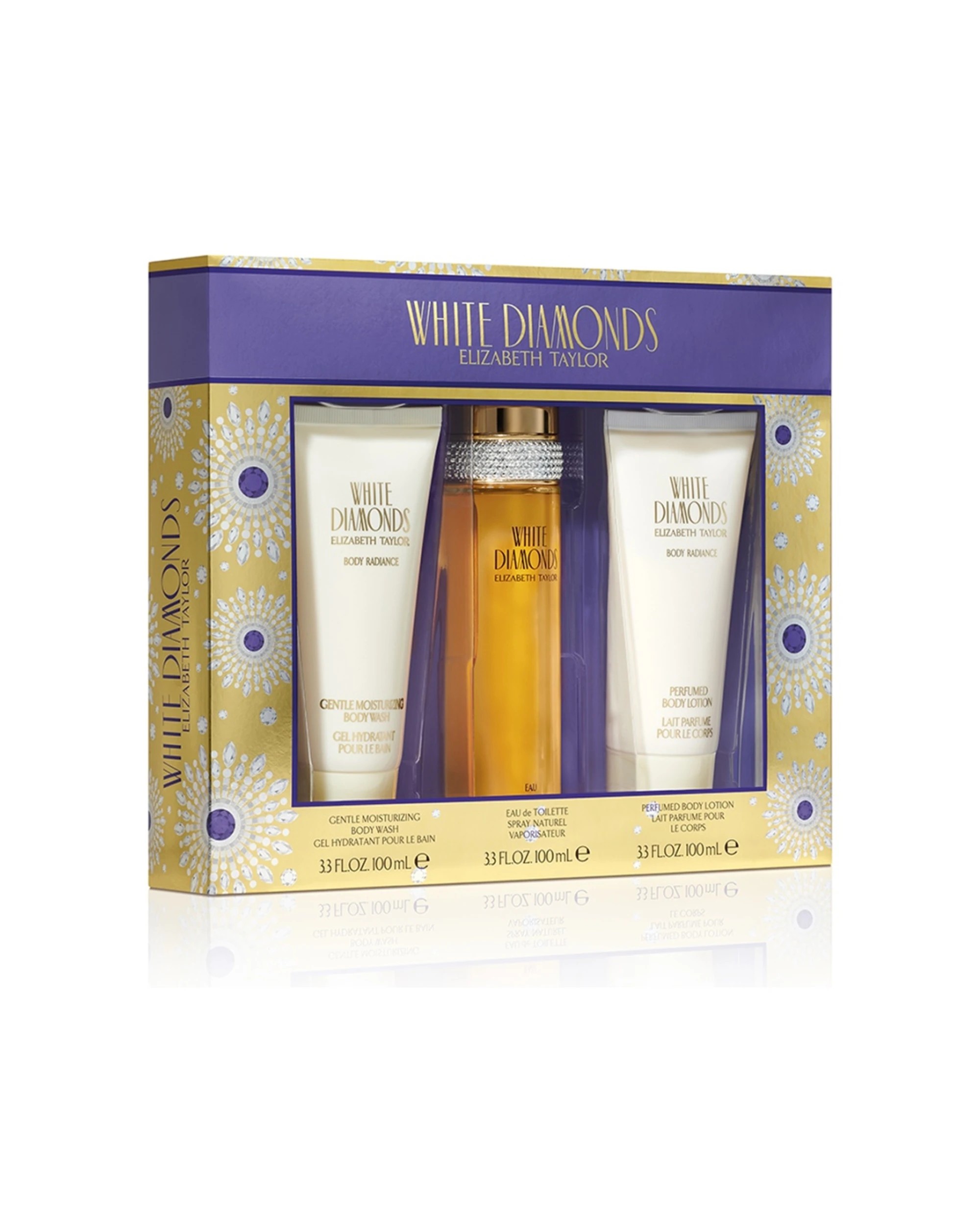 1 Elizabeth Taylor White Diamonds  3pc Gift Set (EDT 100ml, BW 100ml, BL 100ml), 1 of 1