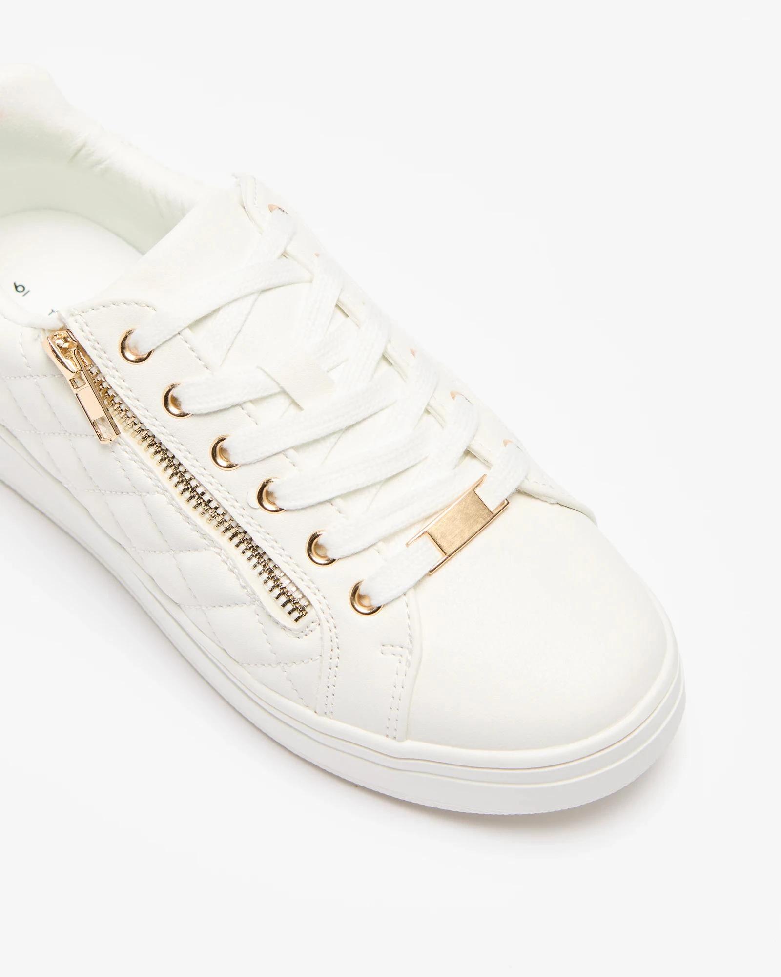 2 Target Woman Womens Quilted Zip Comfort Sneaker - Zia II WHITE / GOLD, 2 of 4