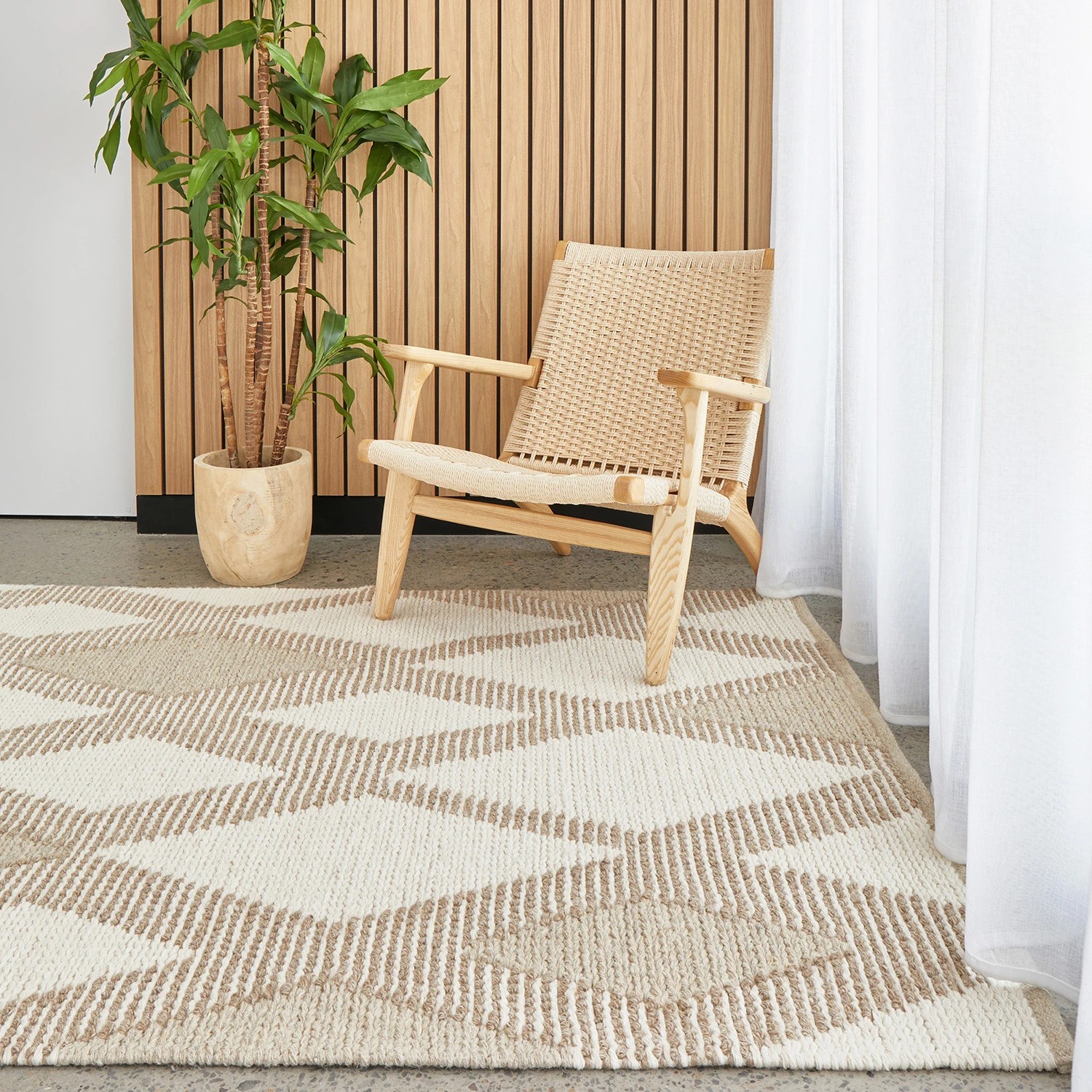 1 Common Ground Rugs Camden Shelly 225x155cm - Medium Hand Woven Floor Rug - Beige, 1 of 6