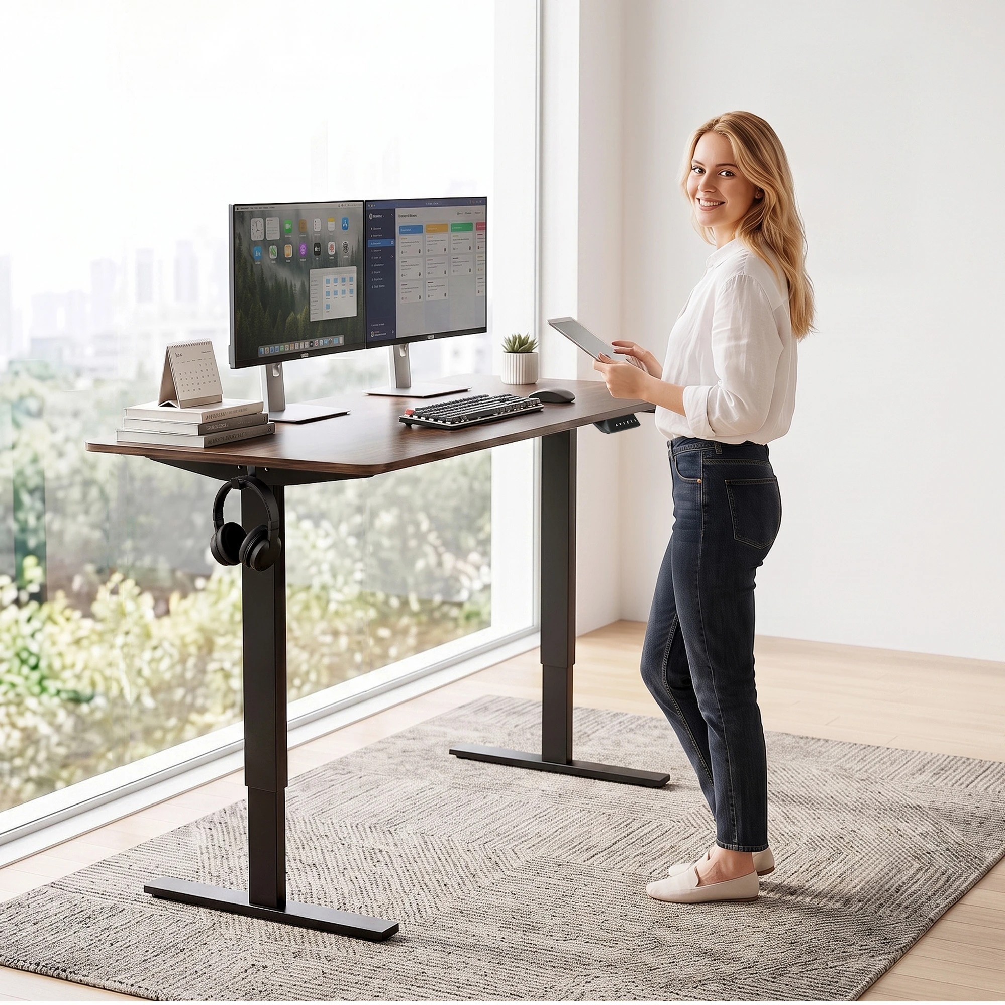 6 Artiss Standing Desk Height Adjustable 140cm Ergonomic Office Desk - Multi, 6 of 8