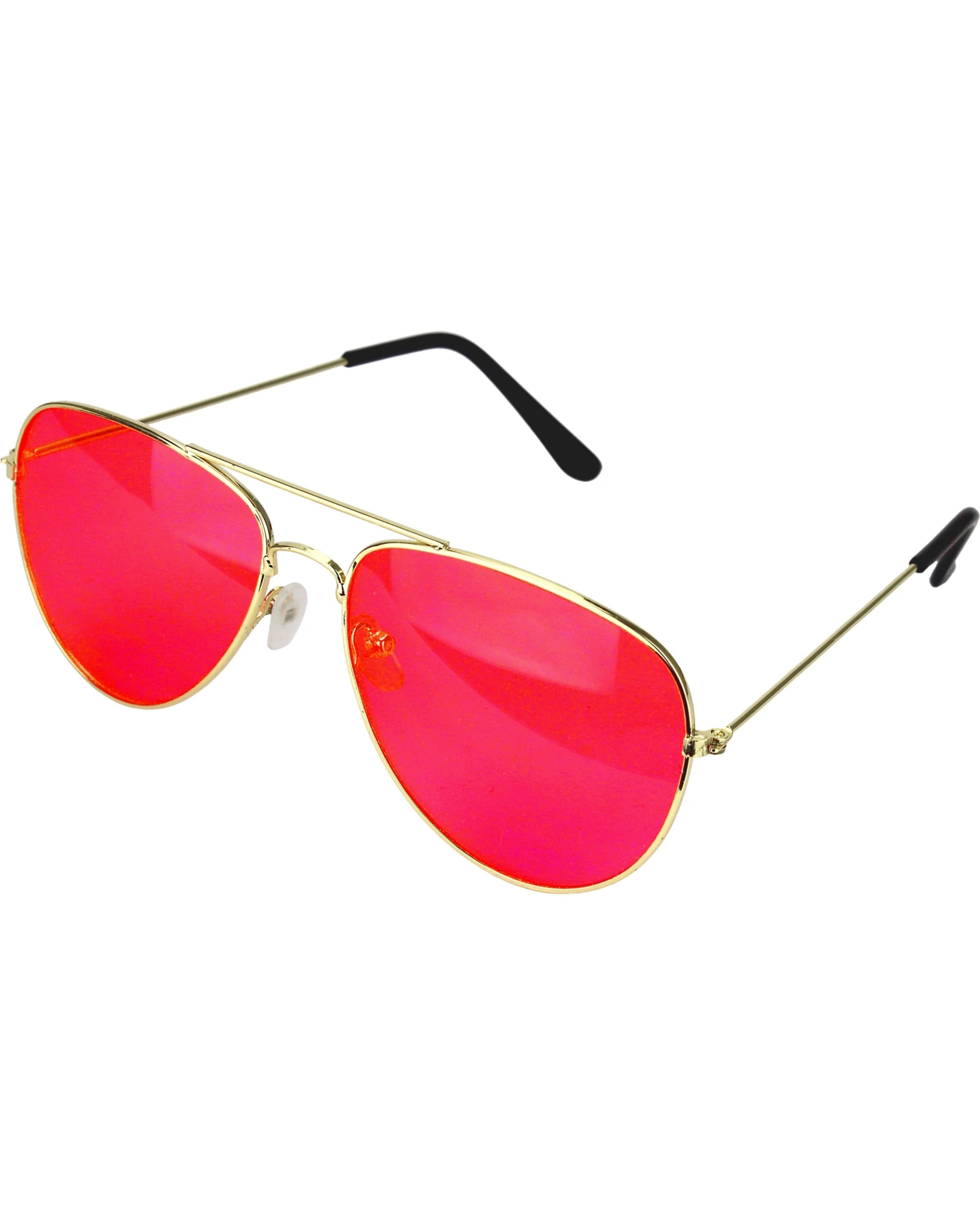 2 Partyrama Colou Lens Aviator Glasses - One Size - Red, 2 of 2
