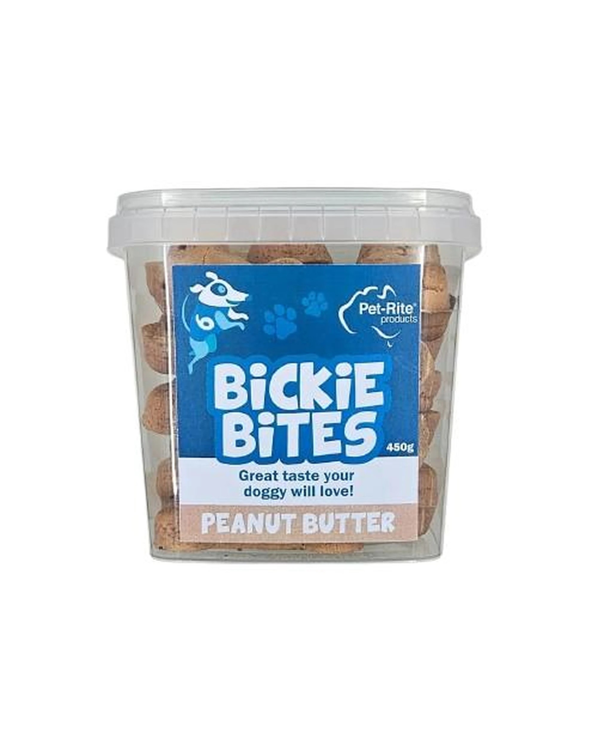1 Pet-Rite Bickie Bites Peanut Butter Pet Dog Tasty Treats in Tub 450g, 1 of 1