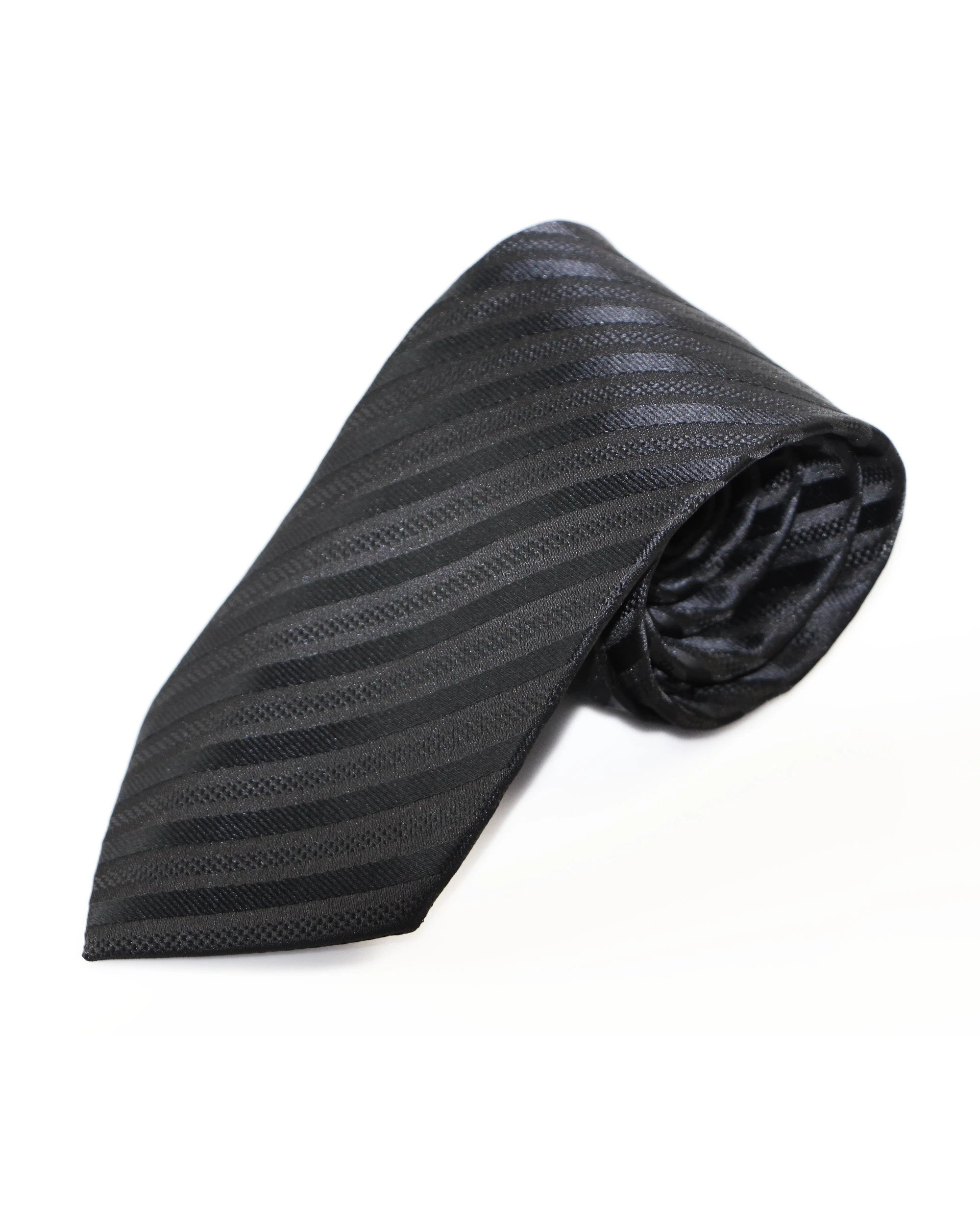 2 Zasel Mens Black Elegant Striped Patterned 8cm Neck Tie, 2 of 2
