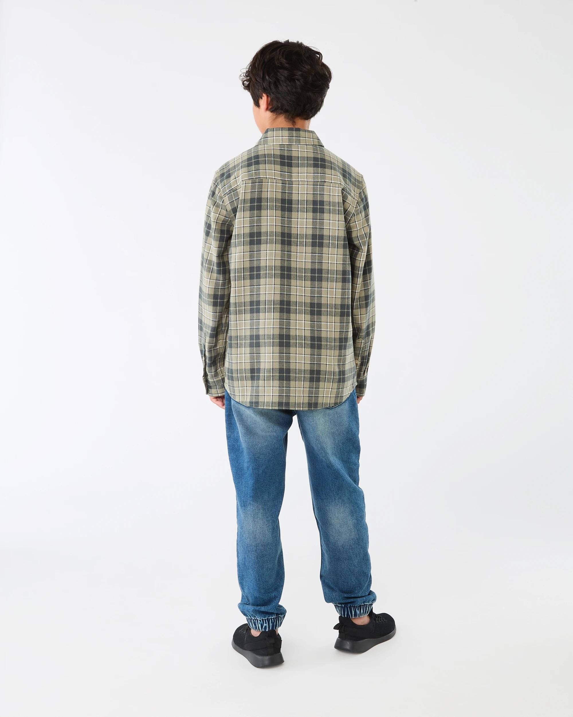 7 Brushed Check Shirt Grn Check, 7 of 7
