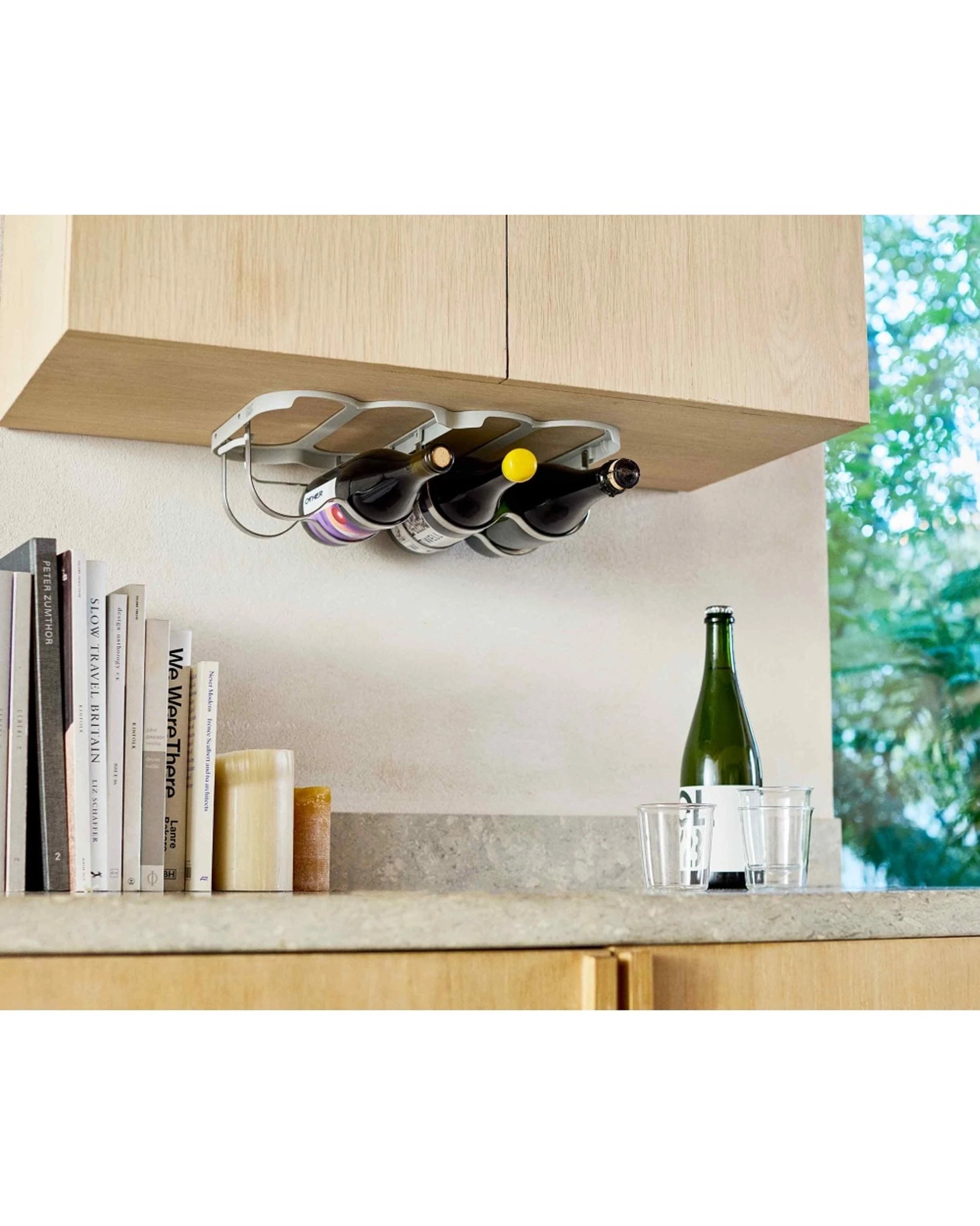 5 Joseph Joseph Cradle Folding Wine Bottle Storage Rack Holds Four Bottles Light Stone - Natural, 5 of 5