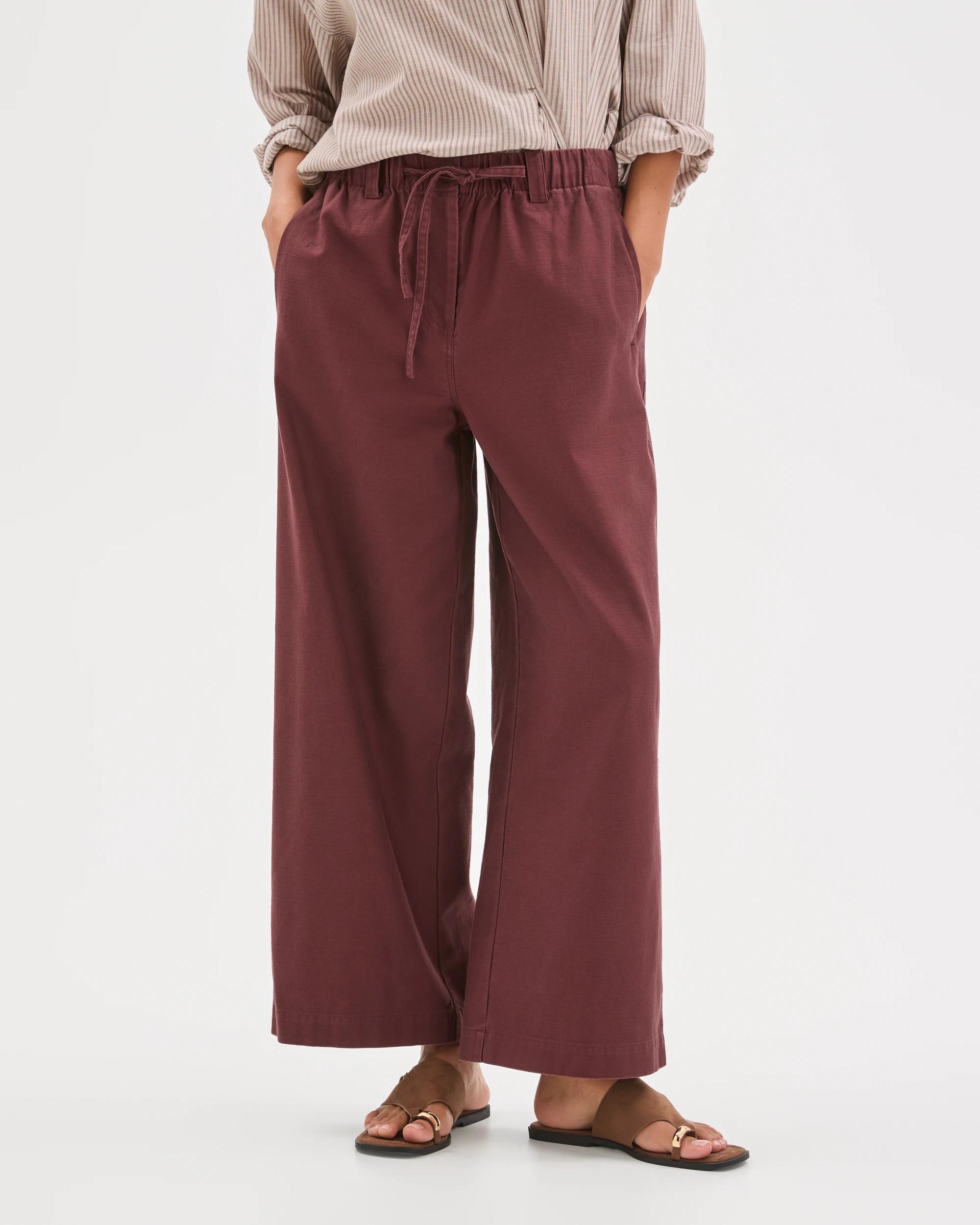 3 Target Woman Australian Cotton Wide Leg Textured Pants CHOCOLATE PLUM, 3 of 6