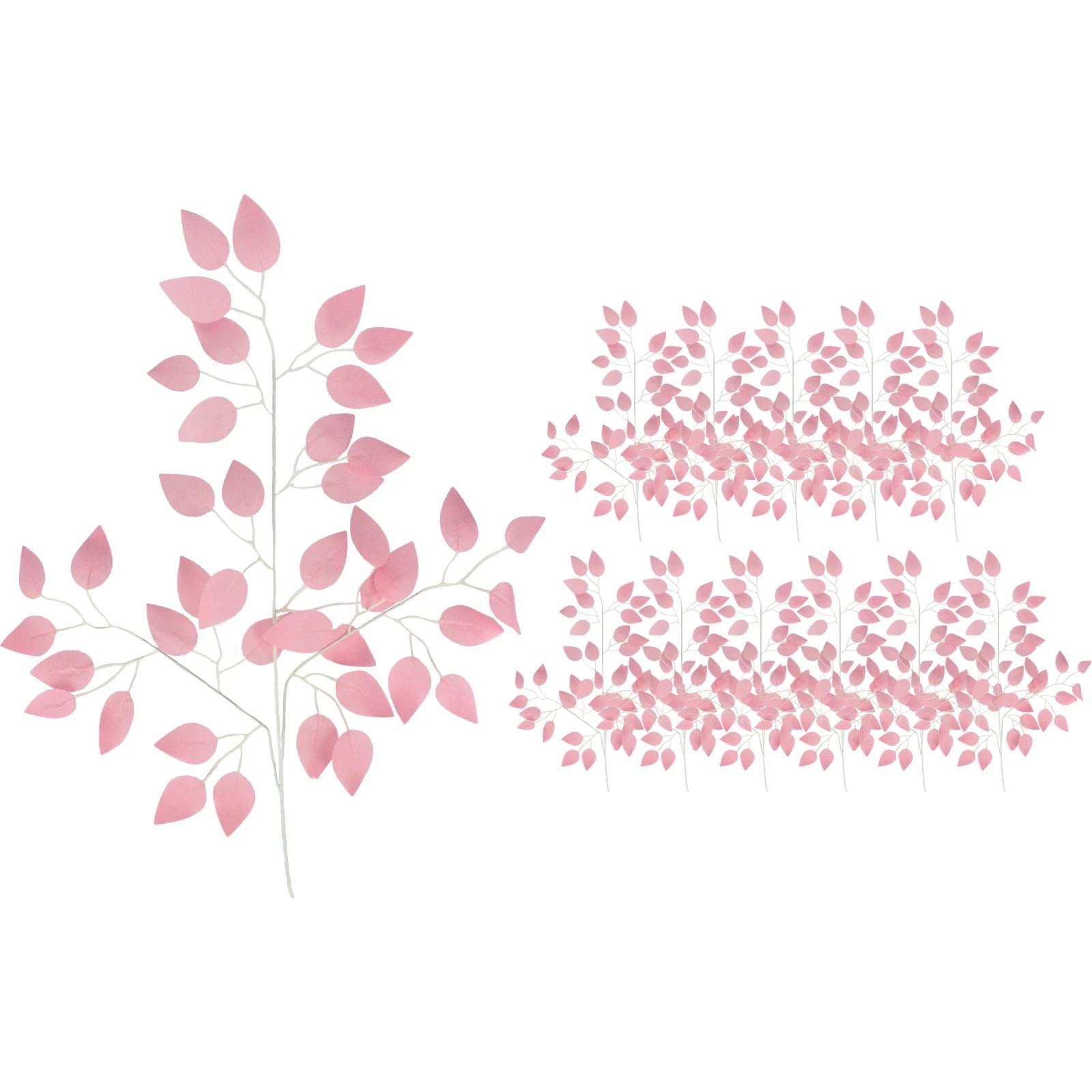 1 Partyrama Artificial Leaf Branches Pack of 12 Stems - Pink, 1 of 3