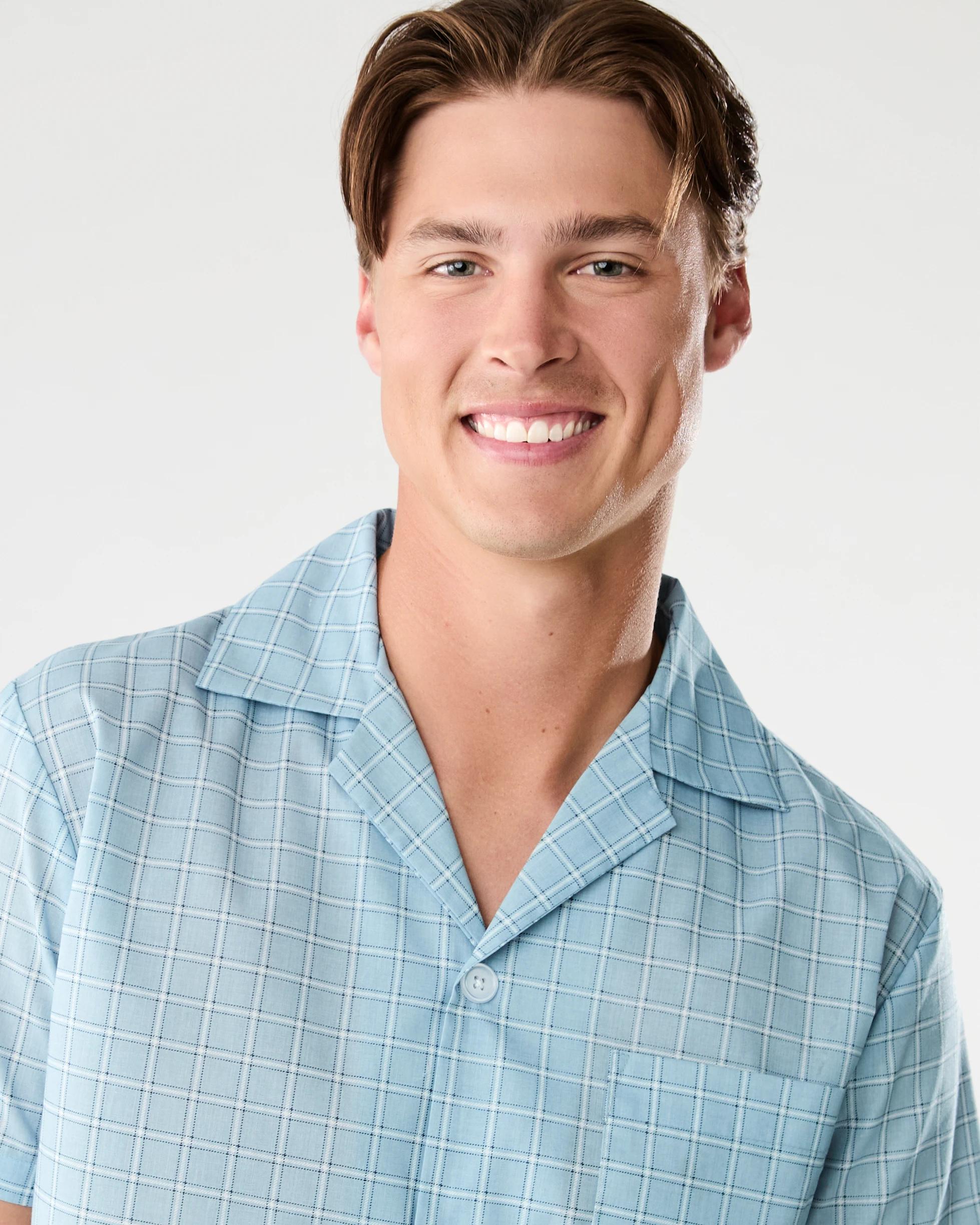 5 Short Leg Woven Pyjama Set Blu Check, 5 of 9