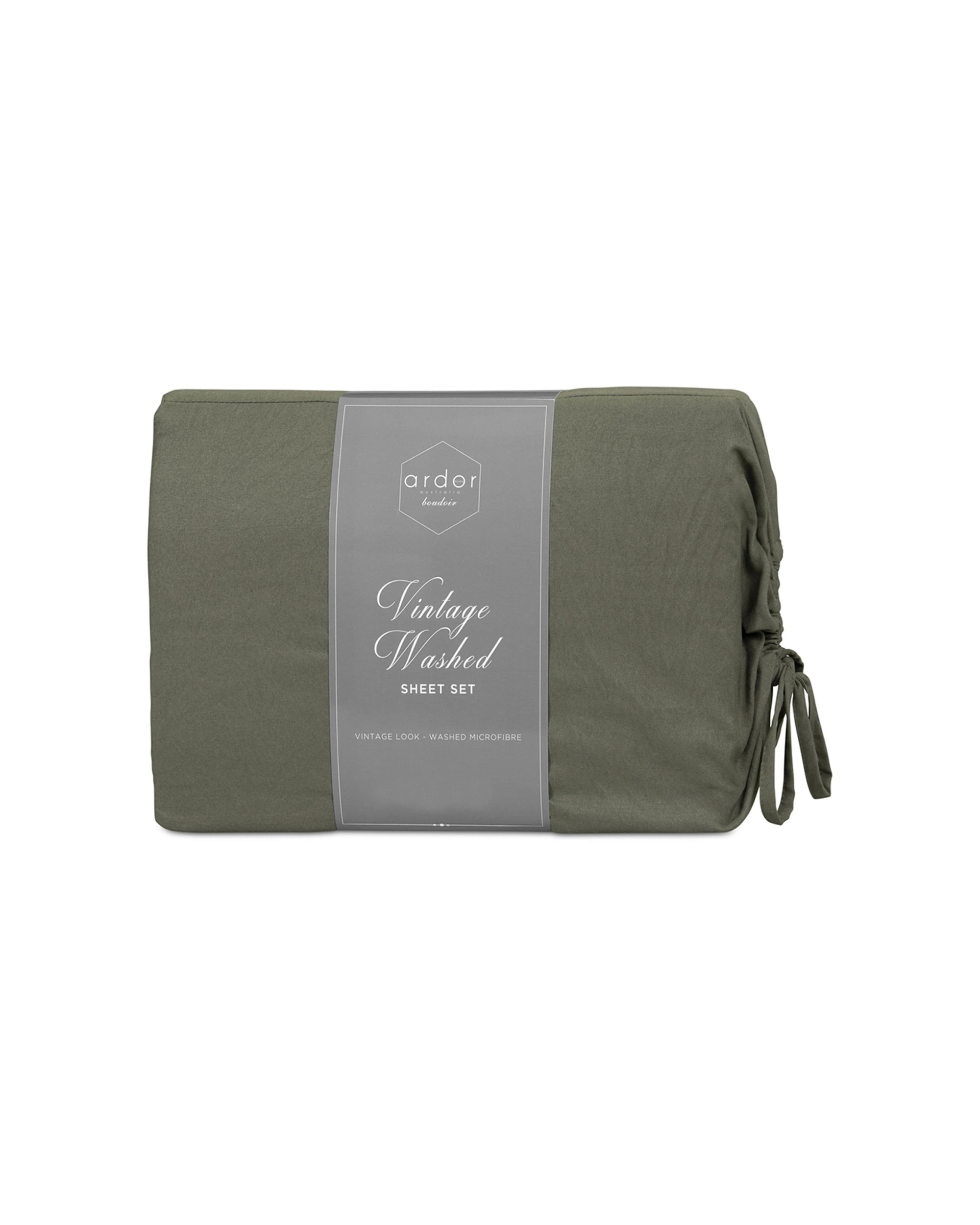 1 Ardor Boudoir Vintage Washed Polyester Sheet Set Khaki - Single Bed - Green, 1 of 1