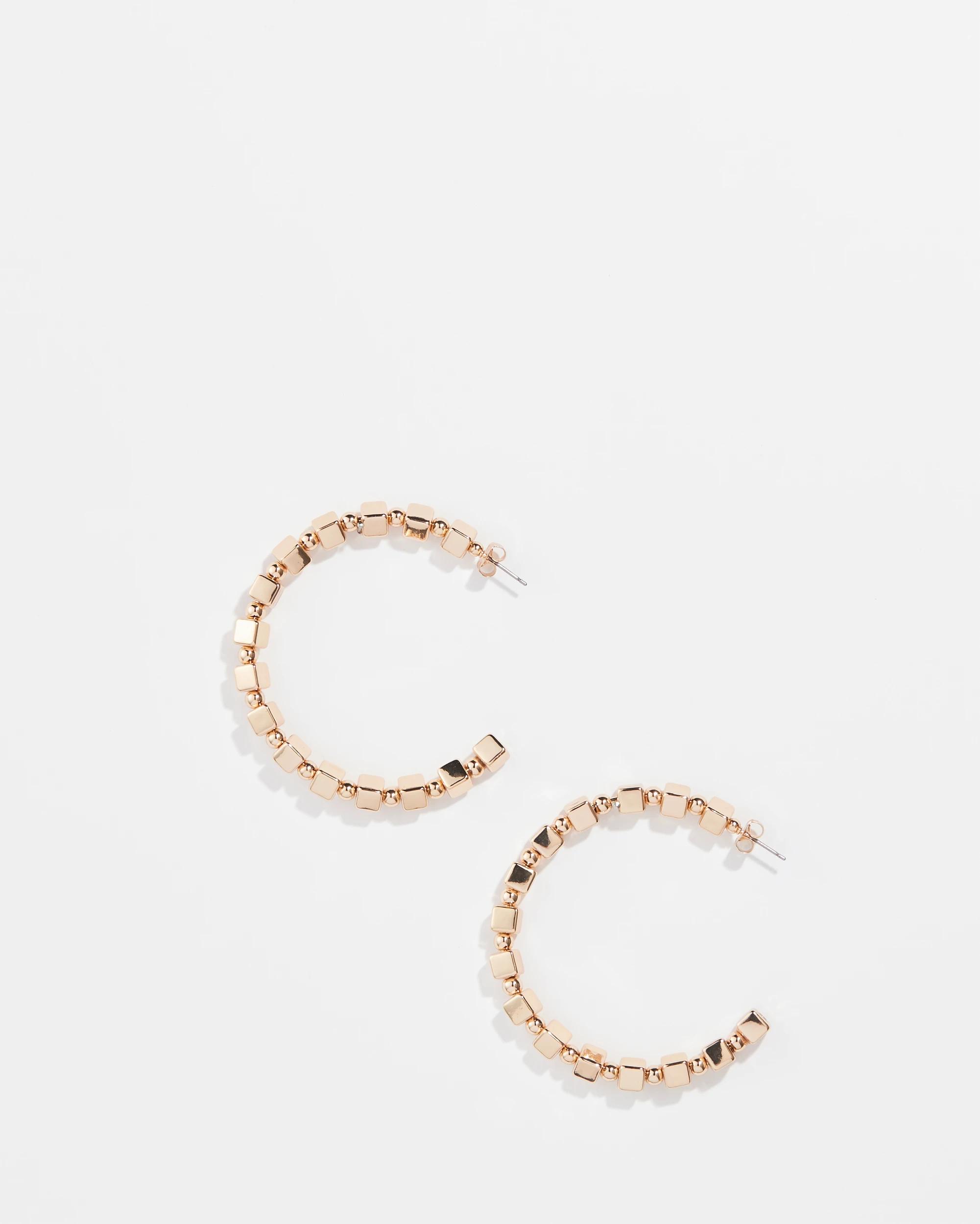 1 Target Large Beaded Hoop Earrings GOLD, 1 of 2