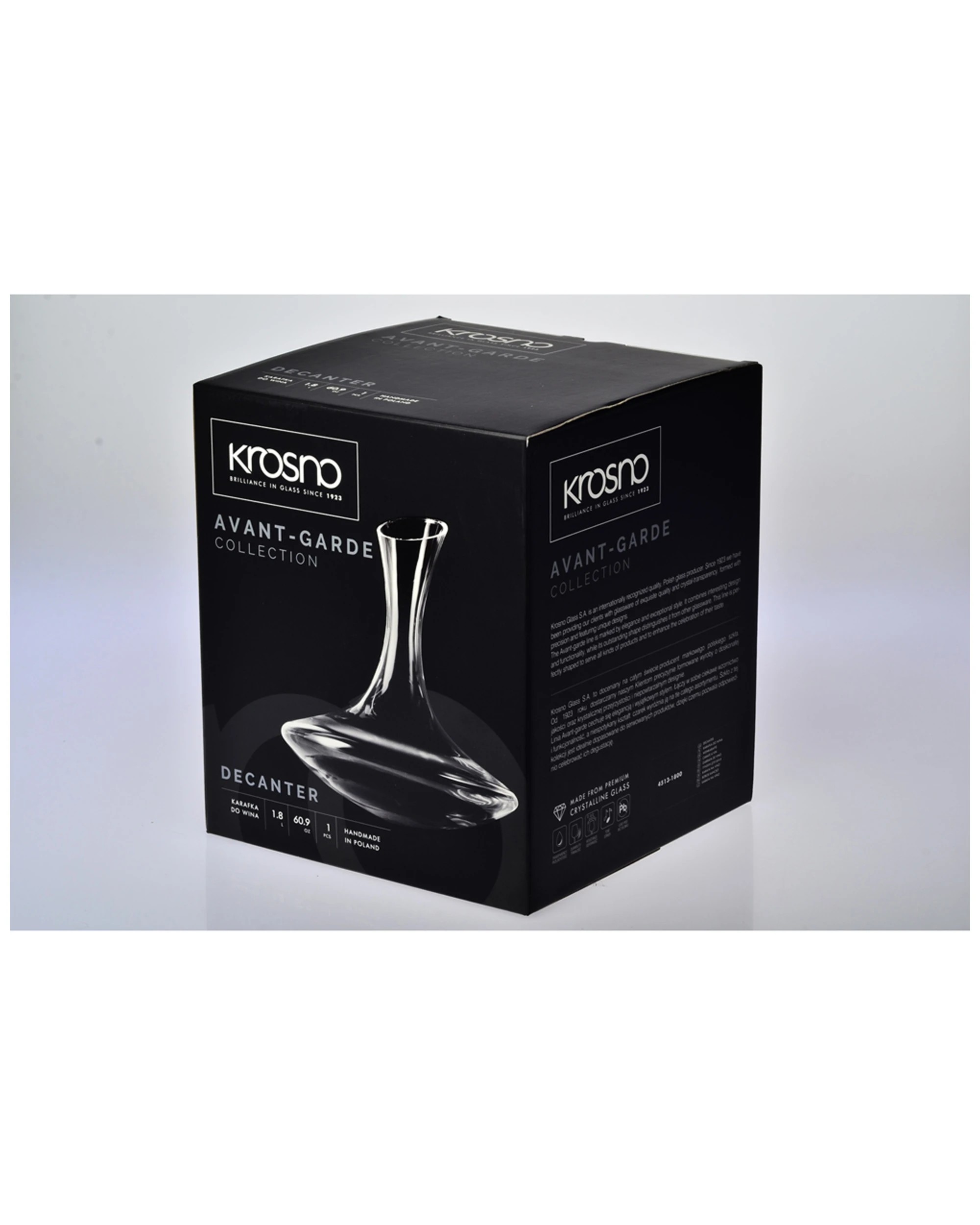 2 Krosno Avant-Garde 1.8 litres Glass Wine Carafe Decanter KR0257 - Plain, 2 of 3