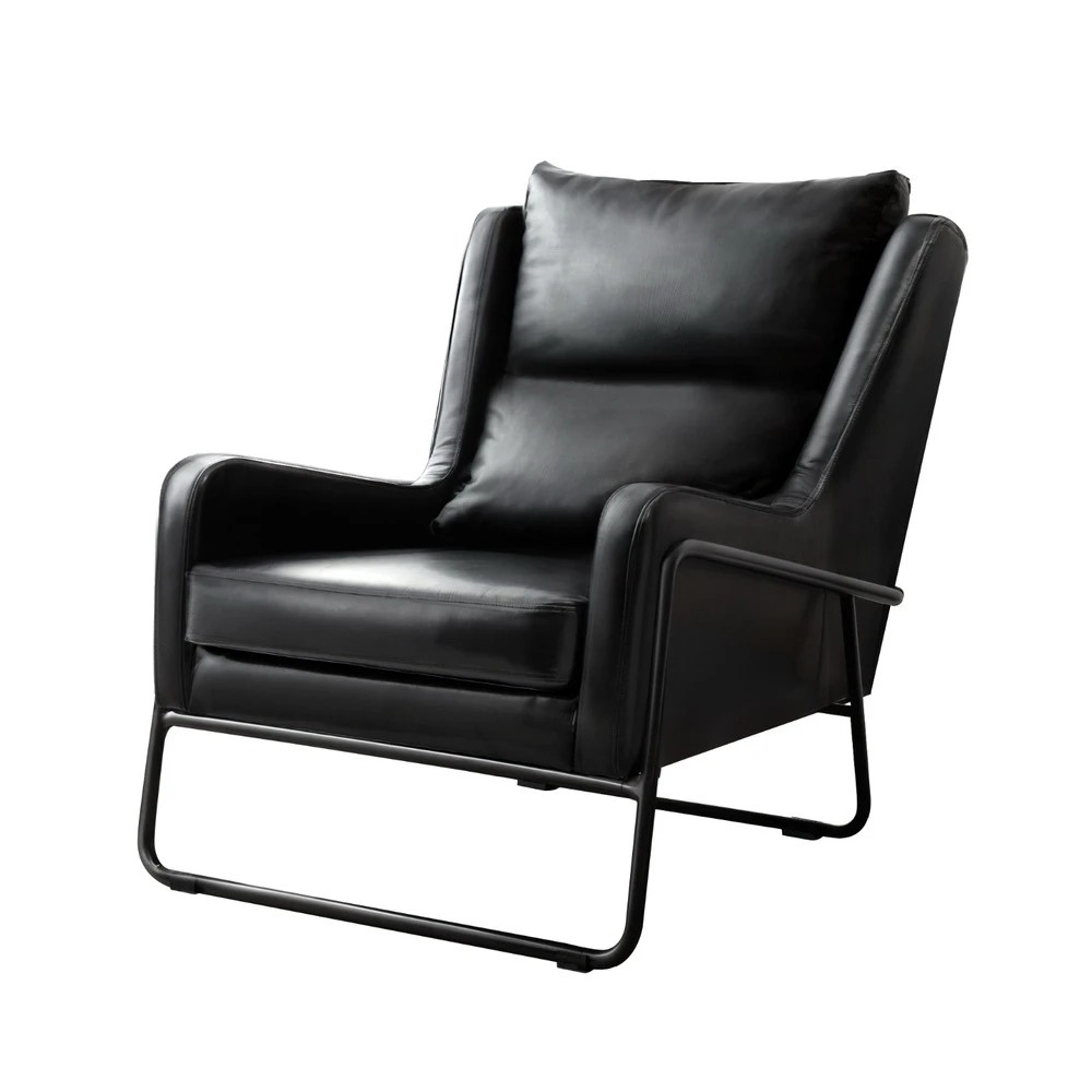 1 Artiss Armchair Accent Chair PU Leather Wingback - Black, 1 of 6