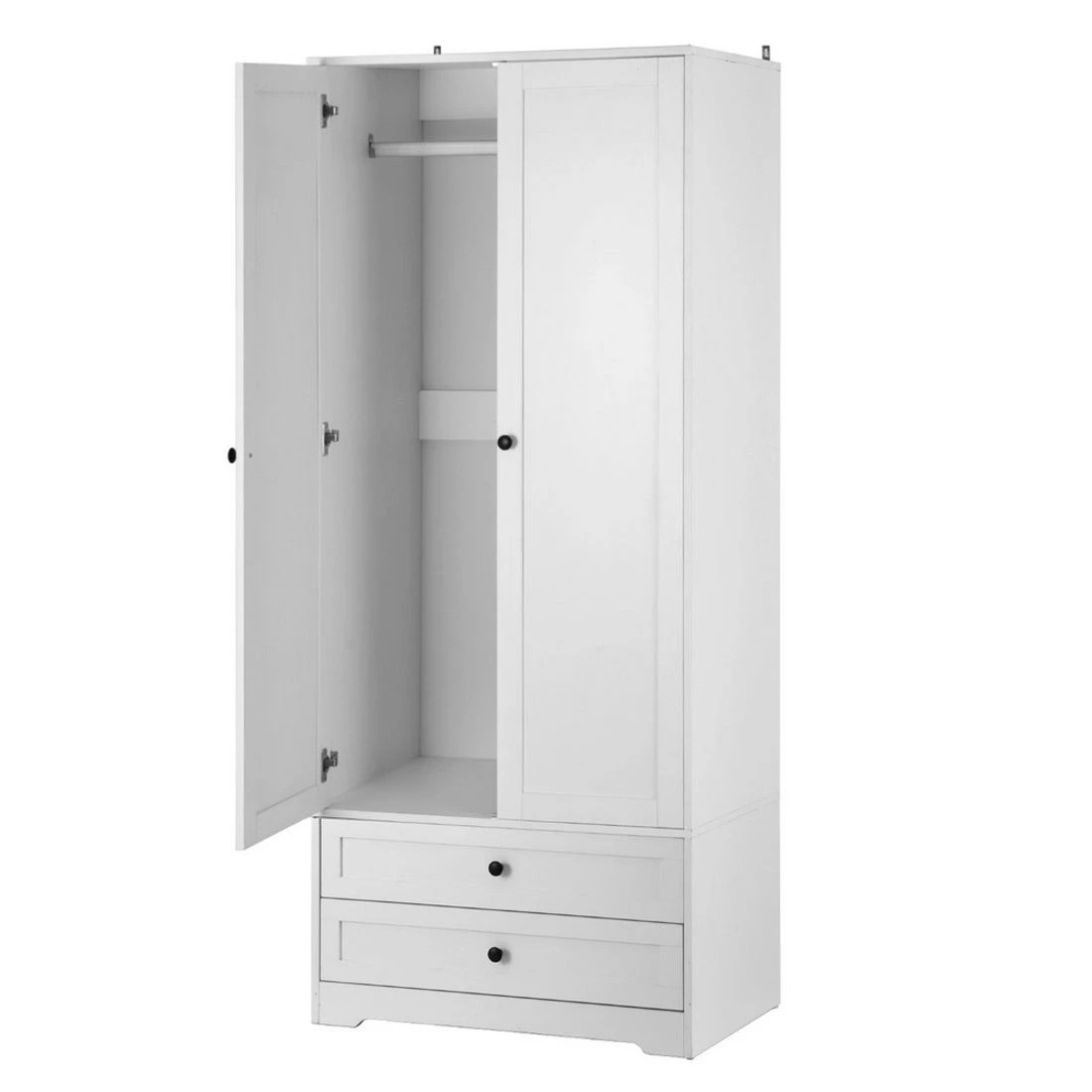 1 Artiss Wardrobe Clothes Closet Storage Organizer with 2 Doors - White, 1 of 8