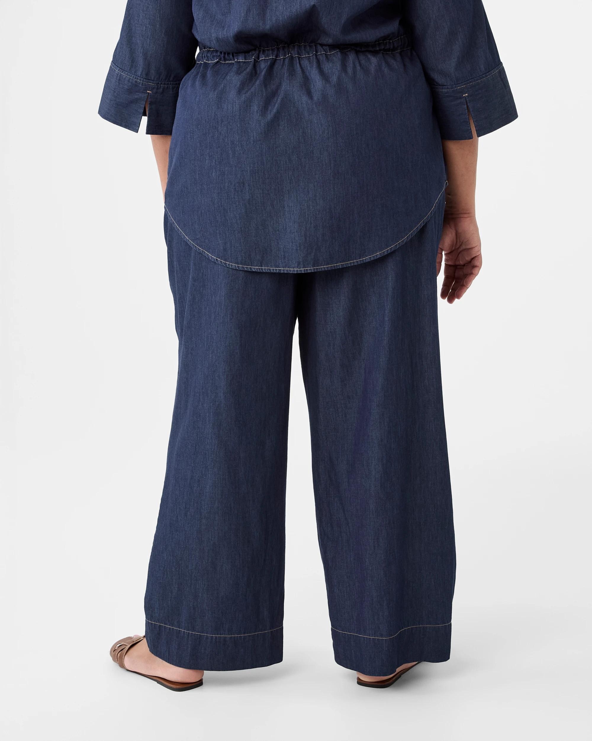 3 Curve Chambray Tie Waist Pants Dark Denim, 3 of 6