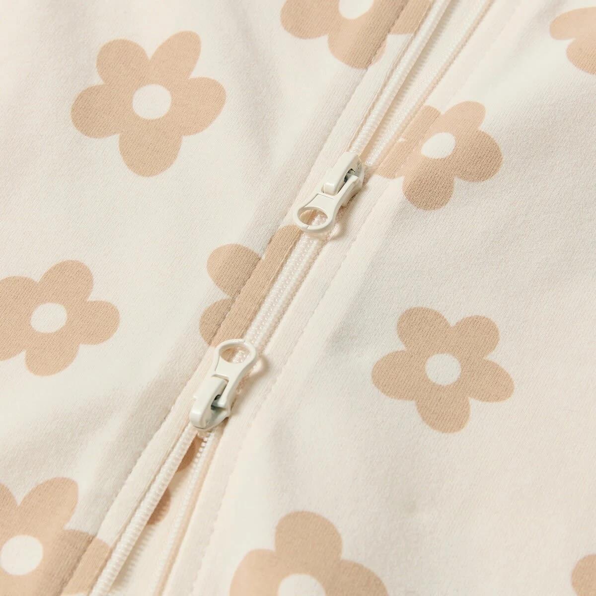 4 Short Sleeve Zip Romper BEIGE FLORAL, 4 of 4