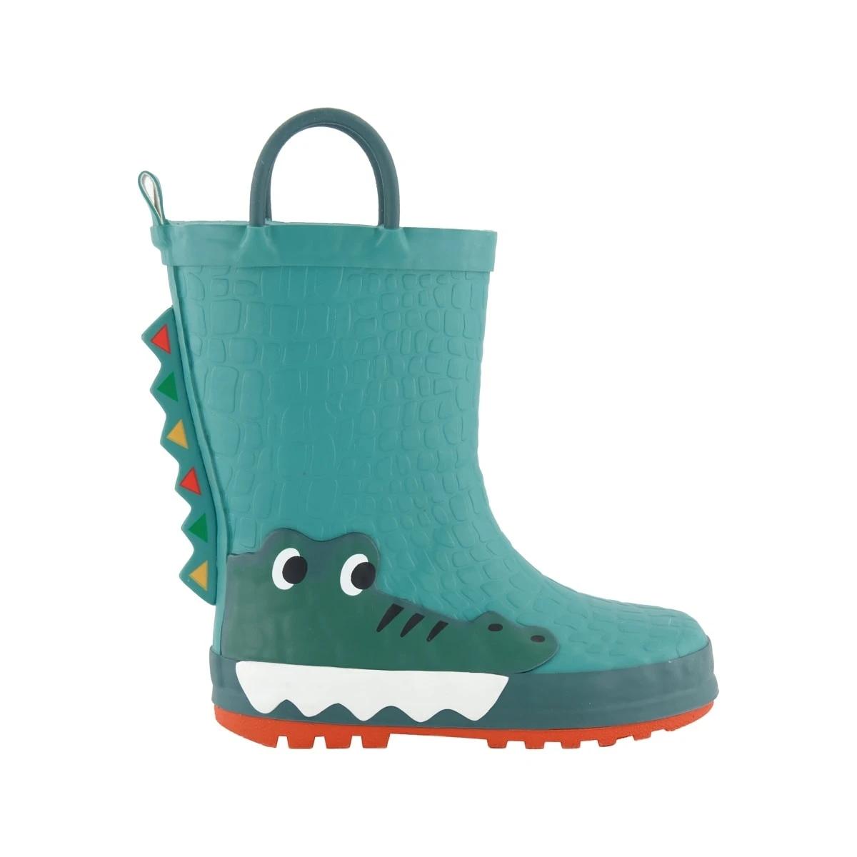 6 Junior Novelty Rainboots Croc Green, 6 of 6