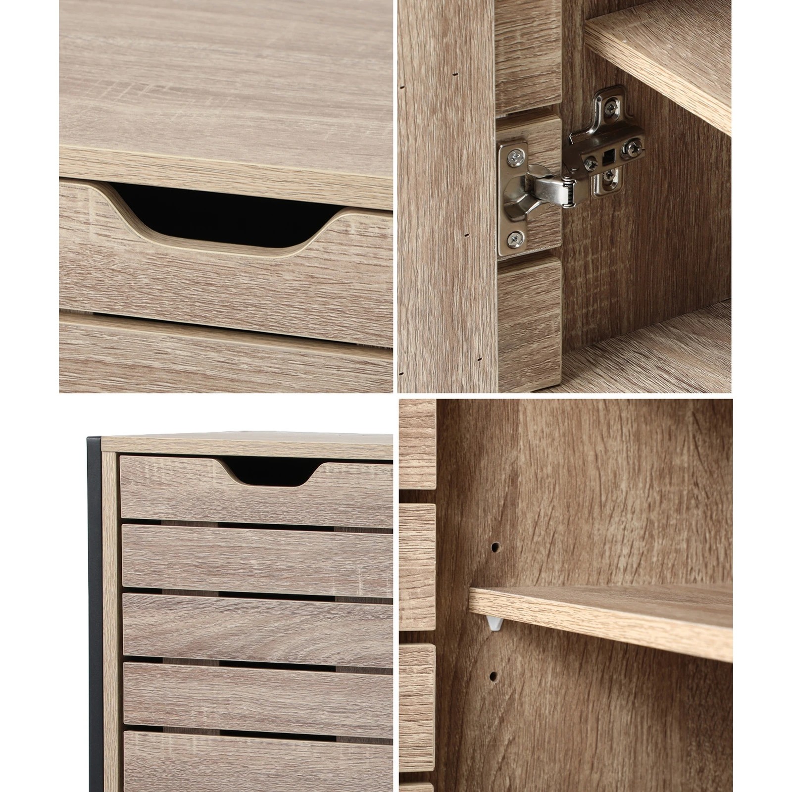 4 Oikiture Shoe Rack Shoes Storage Cabinet Organiser Shelf 2 Doors
 - Natural, 4 of 10