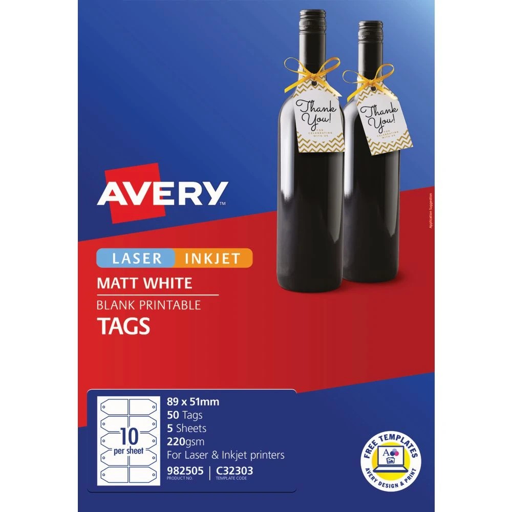 2 Avery 10UP Inkjet Laser Gift Tags 89 x 51mm 5 Sheets, 2 of 7