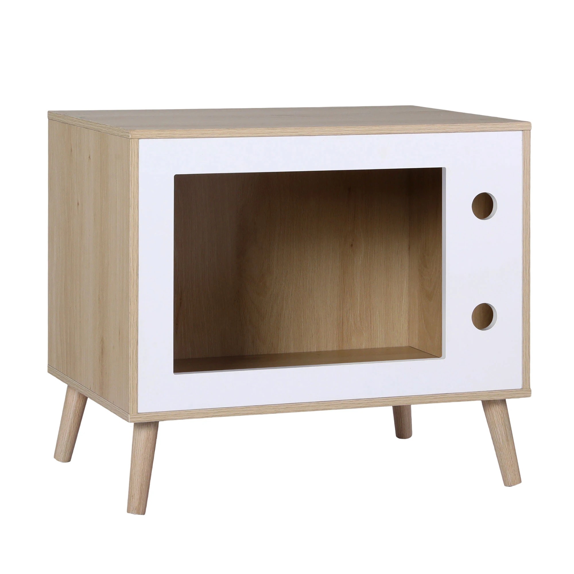 3 Artiss Cat Nest House Bedside Table Solid Wood Storage Cat Bed 60cm - Natural, 3 of 7