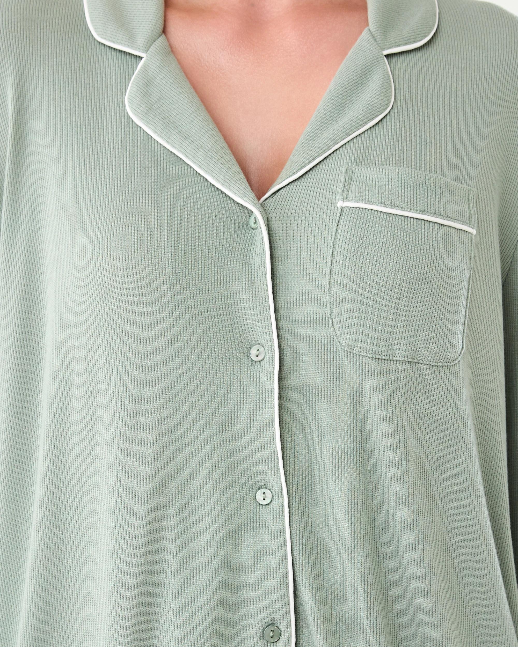 7 Long Sleeve Top and Pants Comfort Rib Pyjama Set Ice Grn, 7 of 8