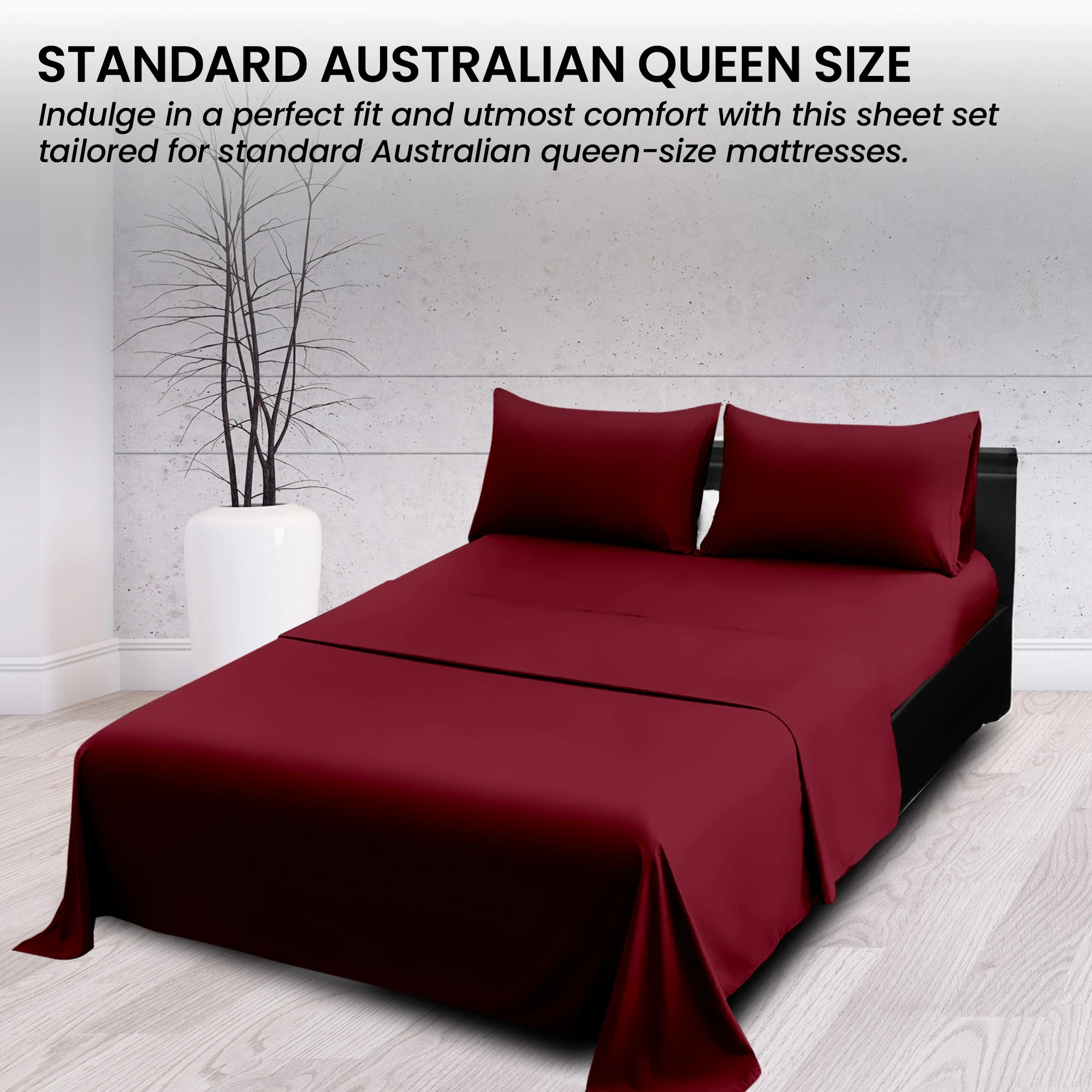 4 4pc 1000 Thread Count Cotton Rich Sheet Gift Pack Cvc Microfibre Blend In Burgundy
 - King Bed, 4 of 10