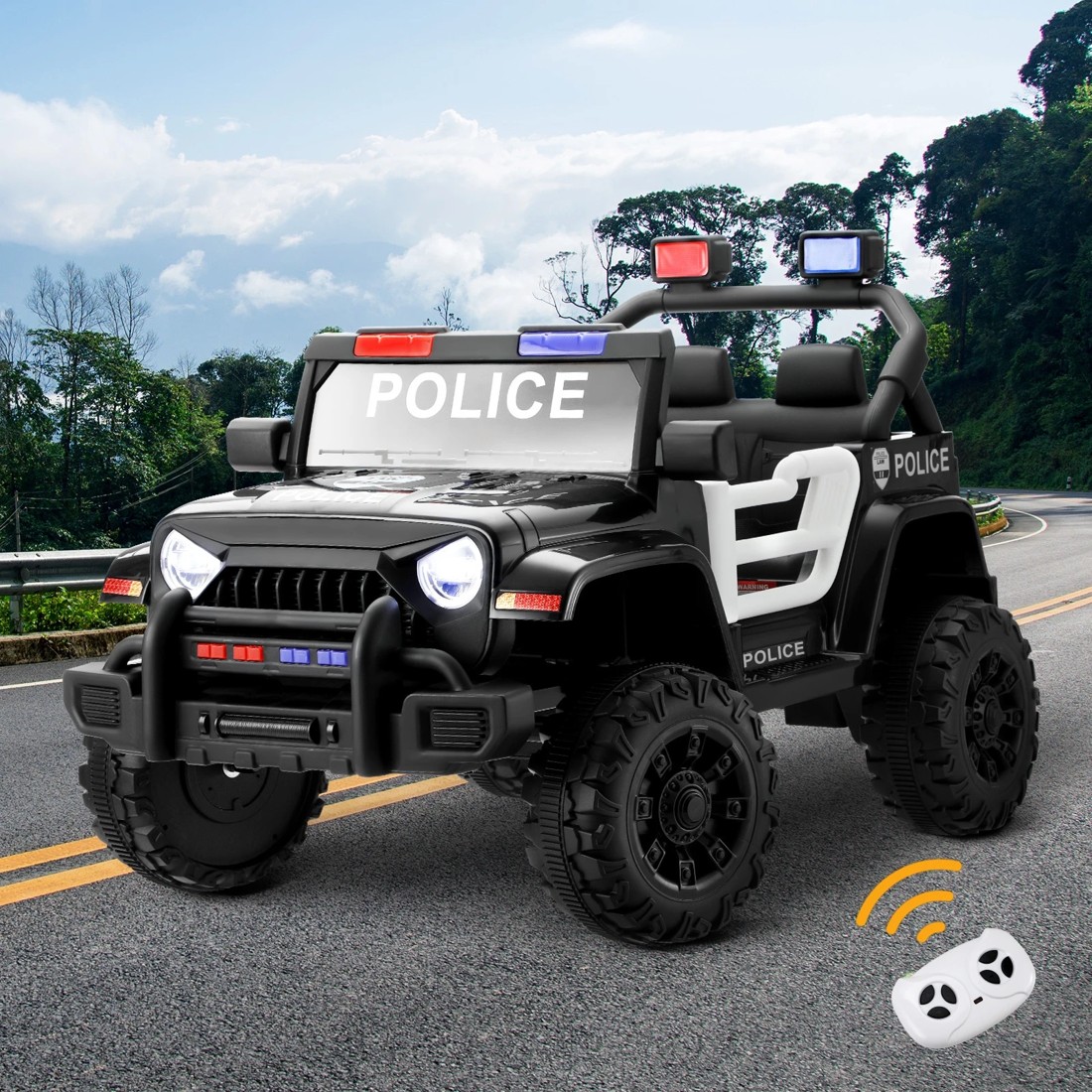 2 Mazam Kids Police Ride On Car Jeep 12v Electric Toy Remote Control Battery Cars
 - Multi, 2 of 10