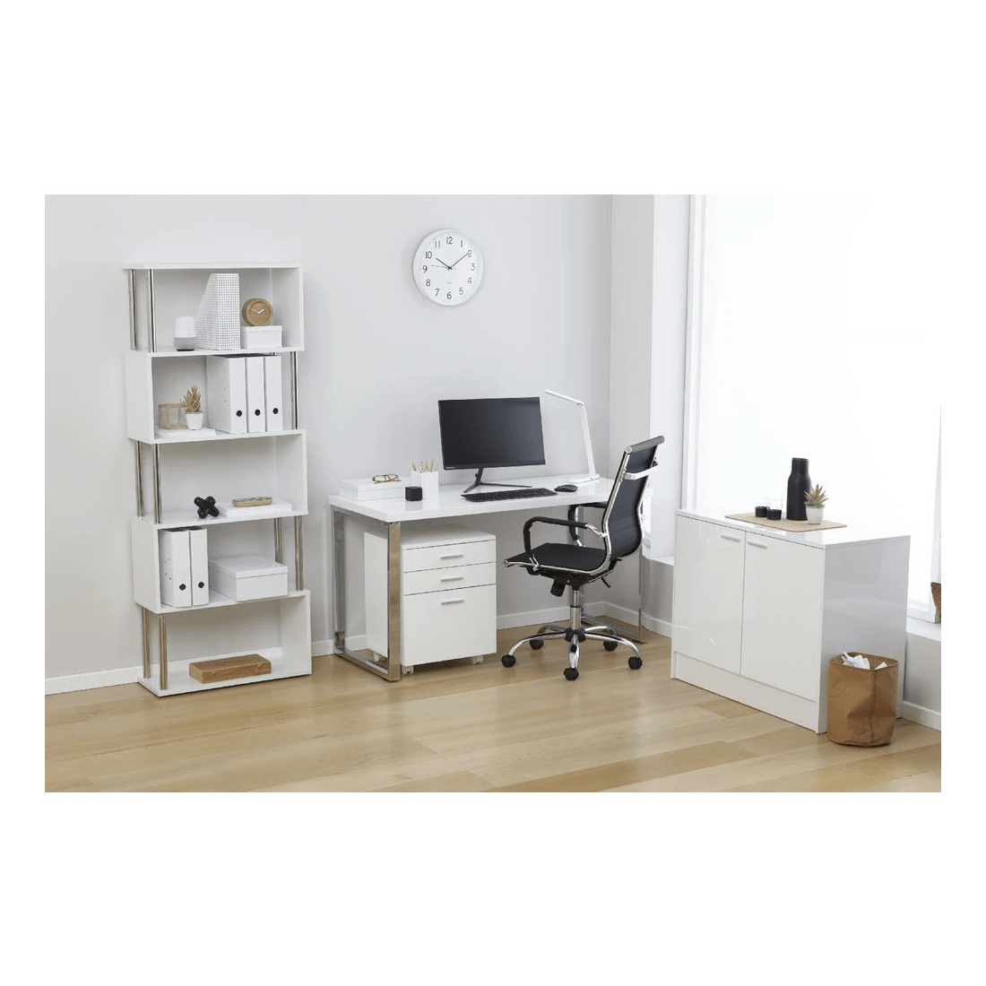 6 Contour Home Office Study 1400mm High Gloss Desk, 6 of 9