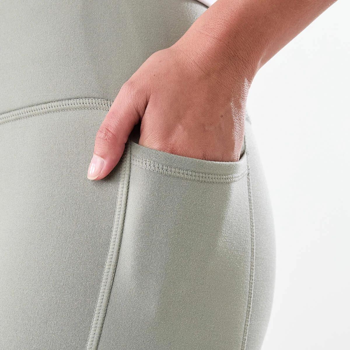 5 Active Womens Full Length Fleece Leggings SOFT KHAKI, 5 of 5