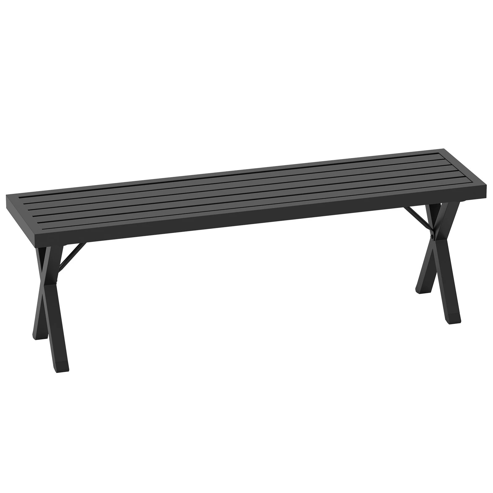 1 Costway 138cm Outdoor Patio Bench 2-Person Slatted Loveseat 360 kg Load - Black, 1 of 1