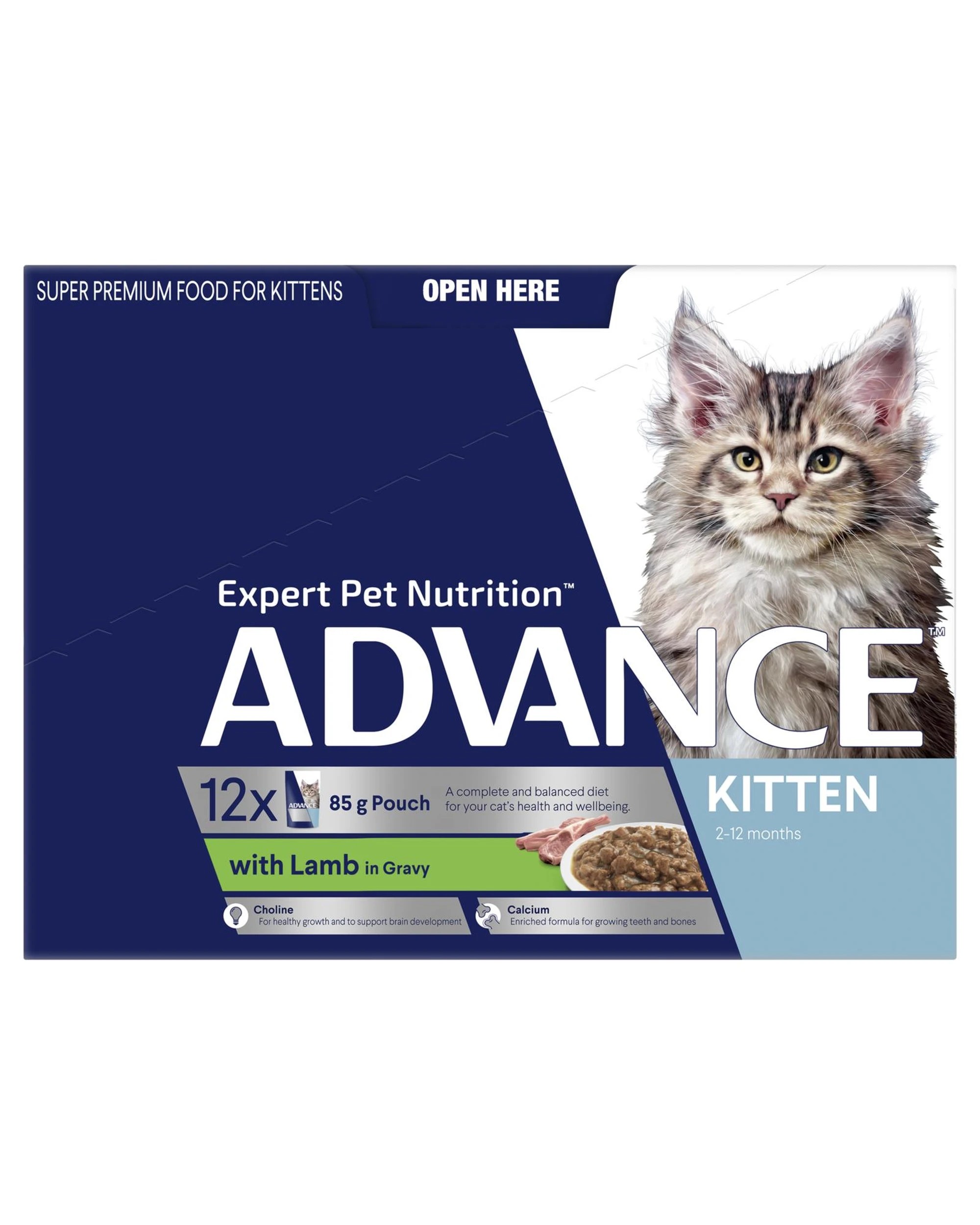 3 Advance Kitten 2-12 Months Wet Cat Food Lamb in Jelly 12 x 85g, 3 of 3