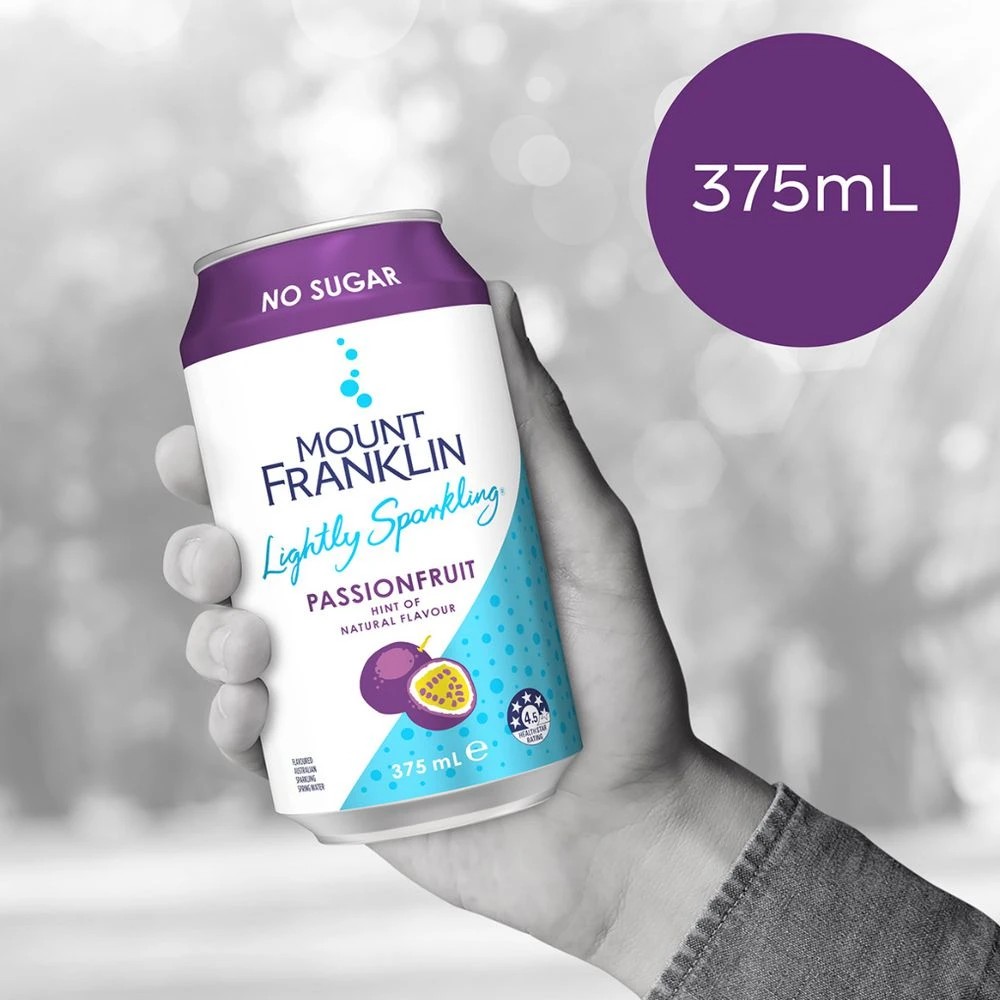 2 Mt Franklin Lightly Sparkling Passionfruit Cans 375mL 20 Pack, 2 of 5