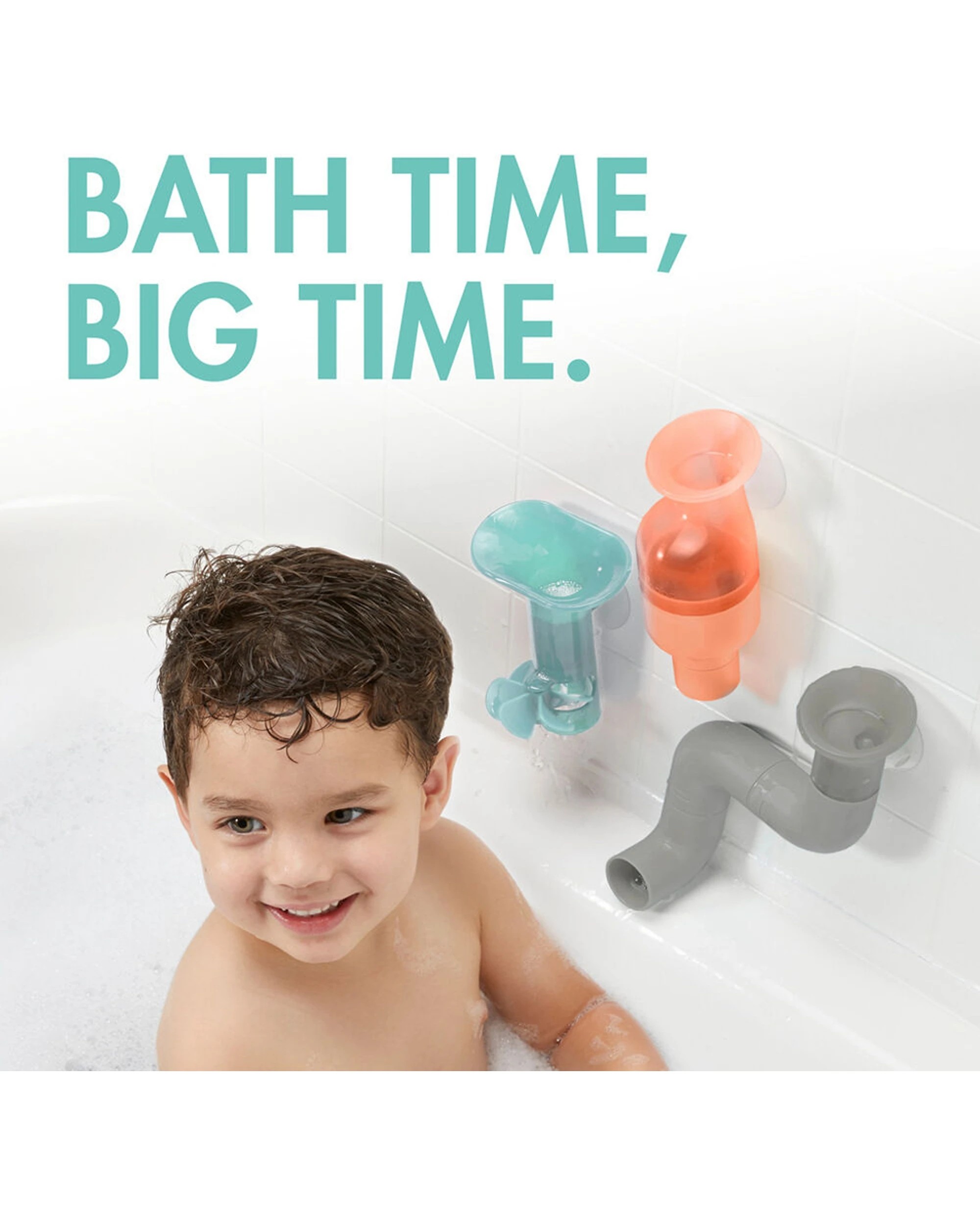 2 Boon Tubes Building Bath Toy Childrens Set - Grey, 2 of 4