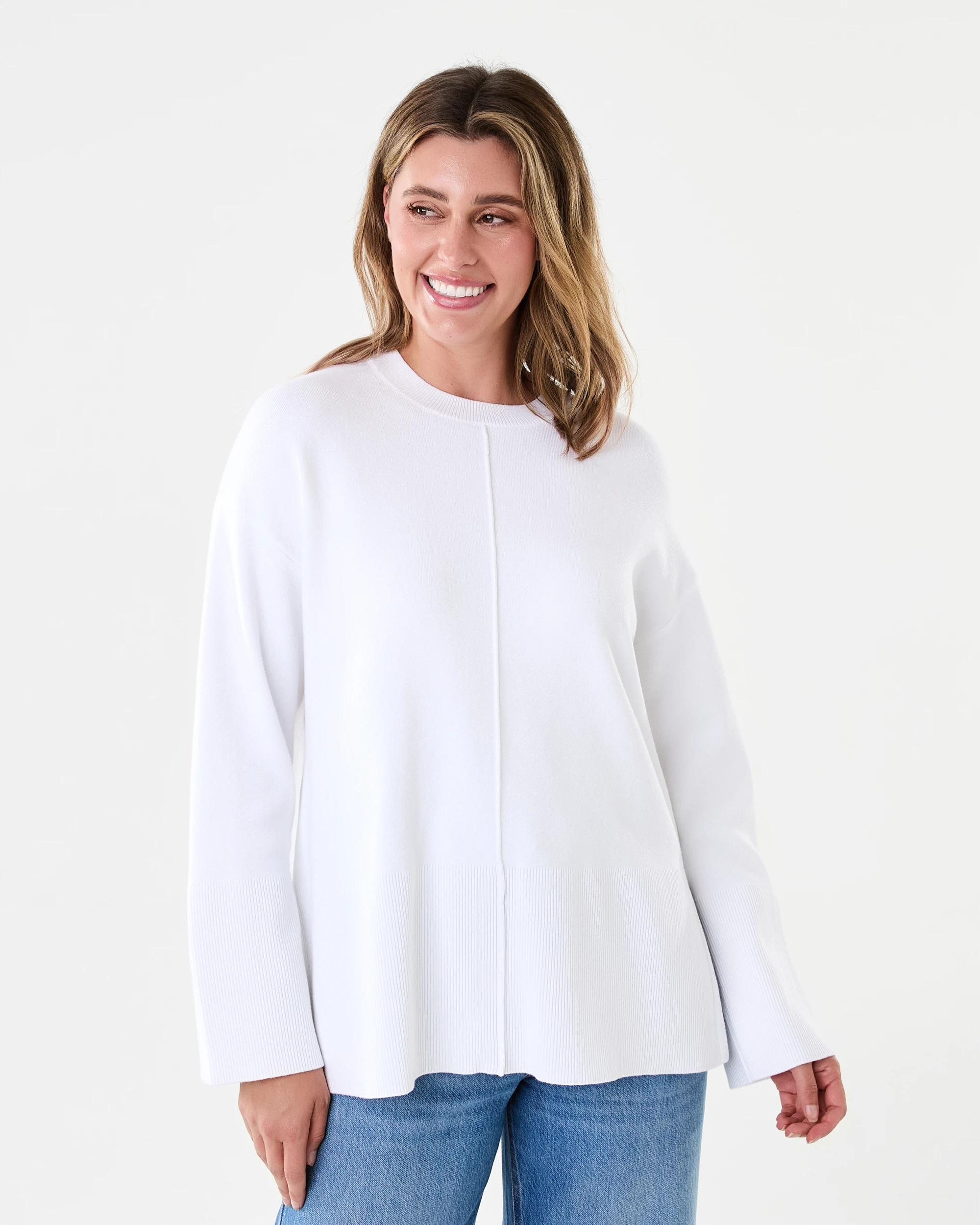 1 Compact Seam Front Oversized Jumper Cld White, 1 of 7